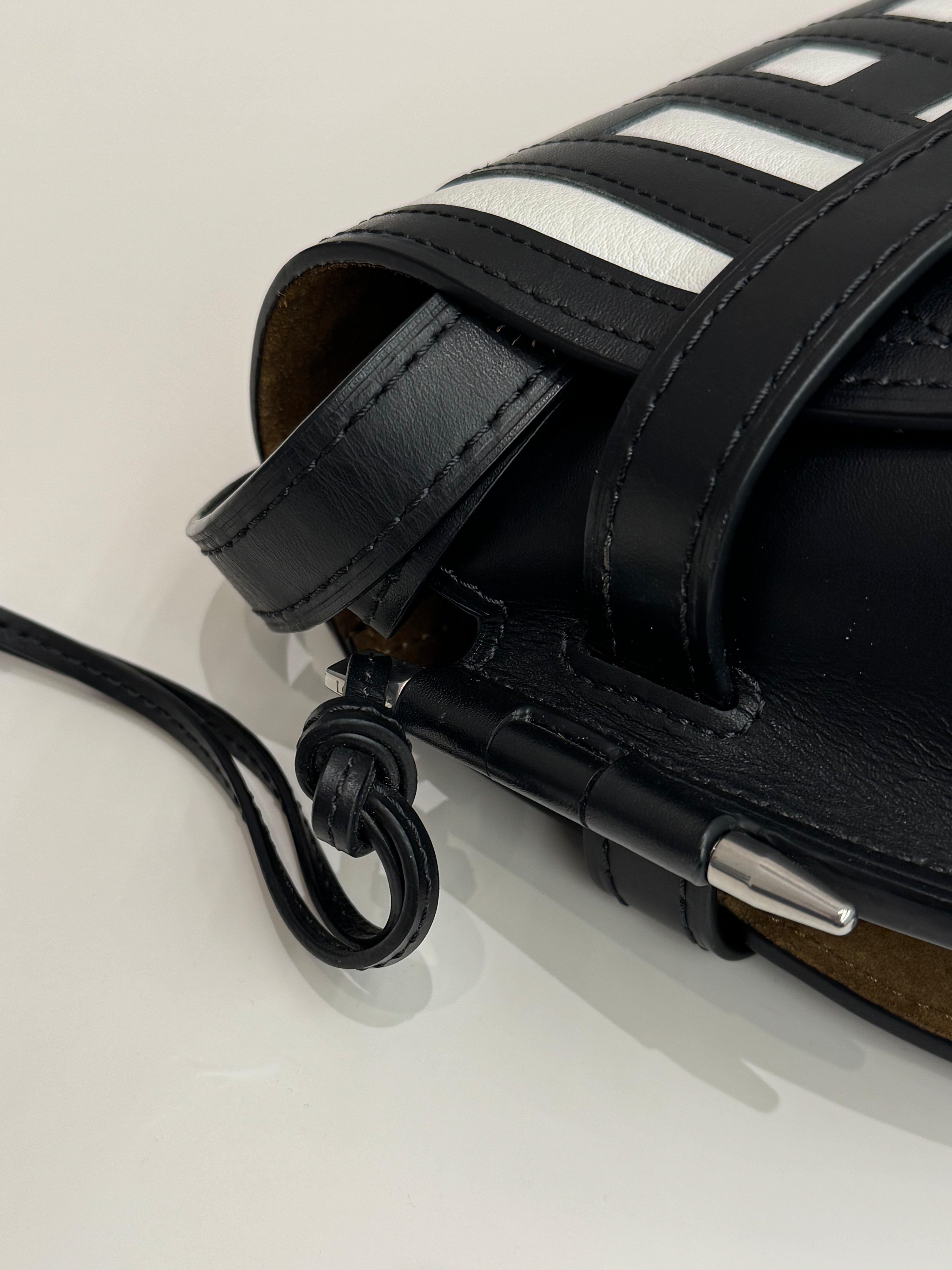Loewe Small Gate Dual Bag in Soft Calfskin Black/White Grid
