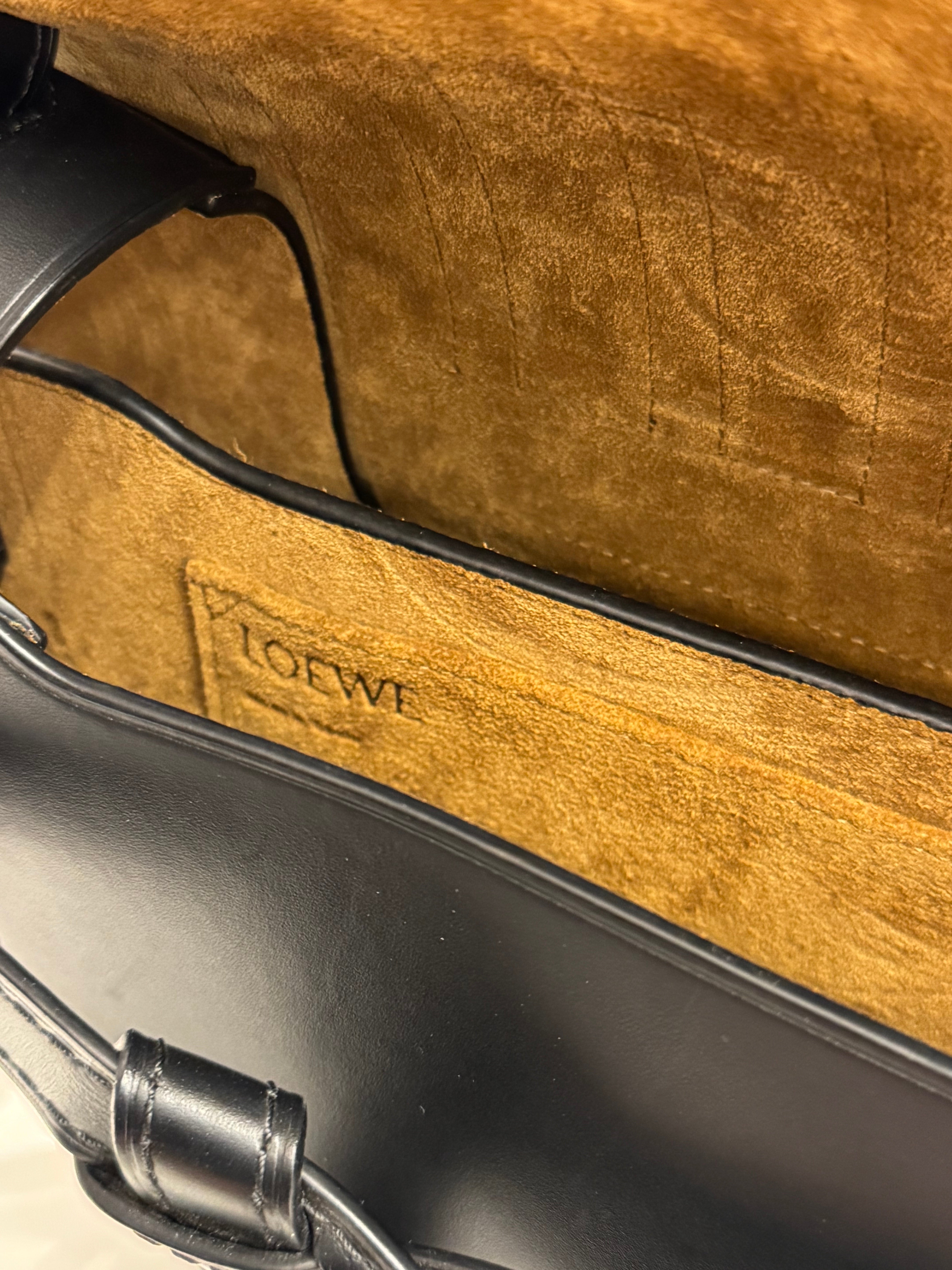 Loewe Small Gate Dual Bag in Soft Calfskin Black/White Grid