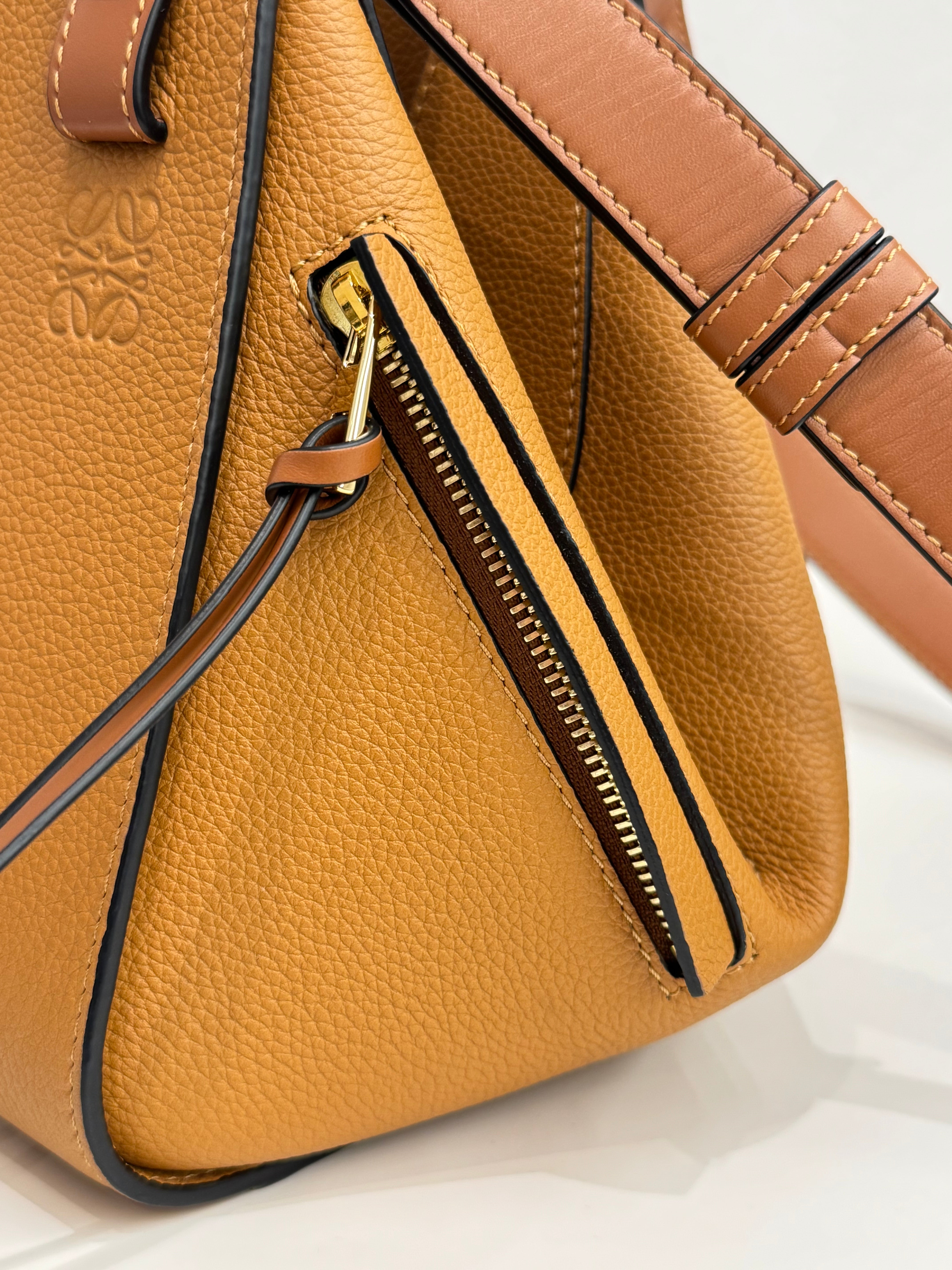 Loewe Small Hammock Bag in Soft Grained Calfskin Toffee