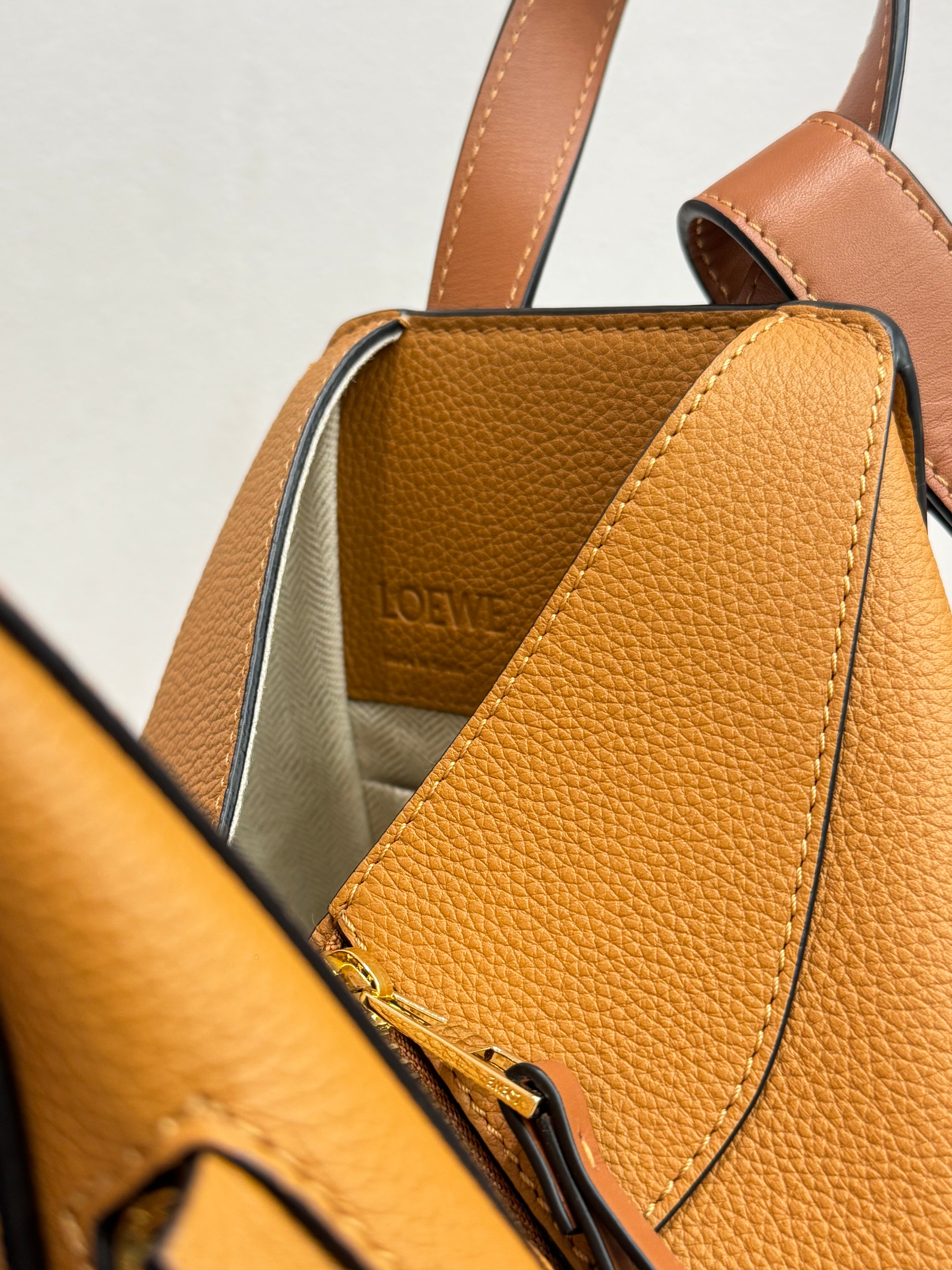 Loewe Small Hammock Bag in Soft Grained Calfskin Toffee