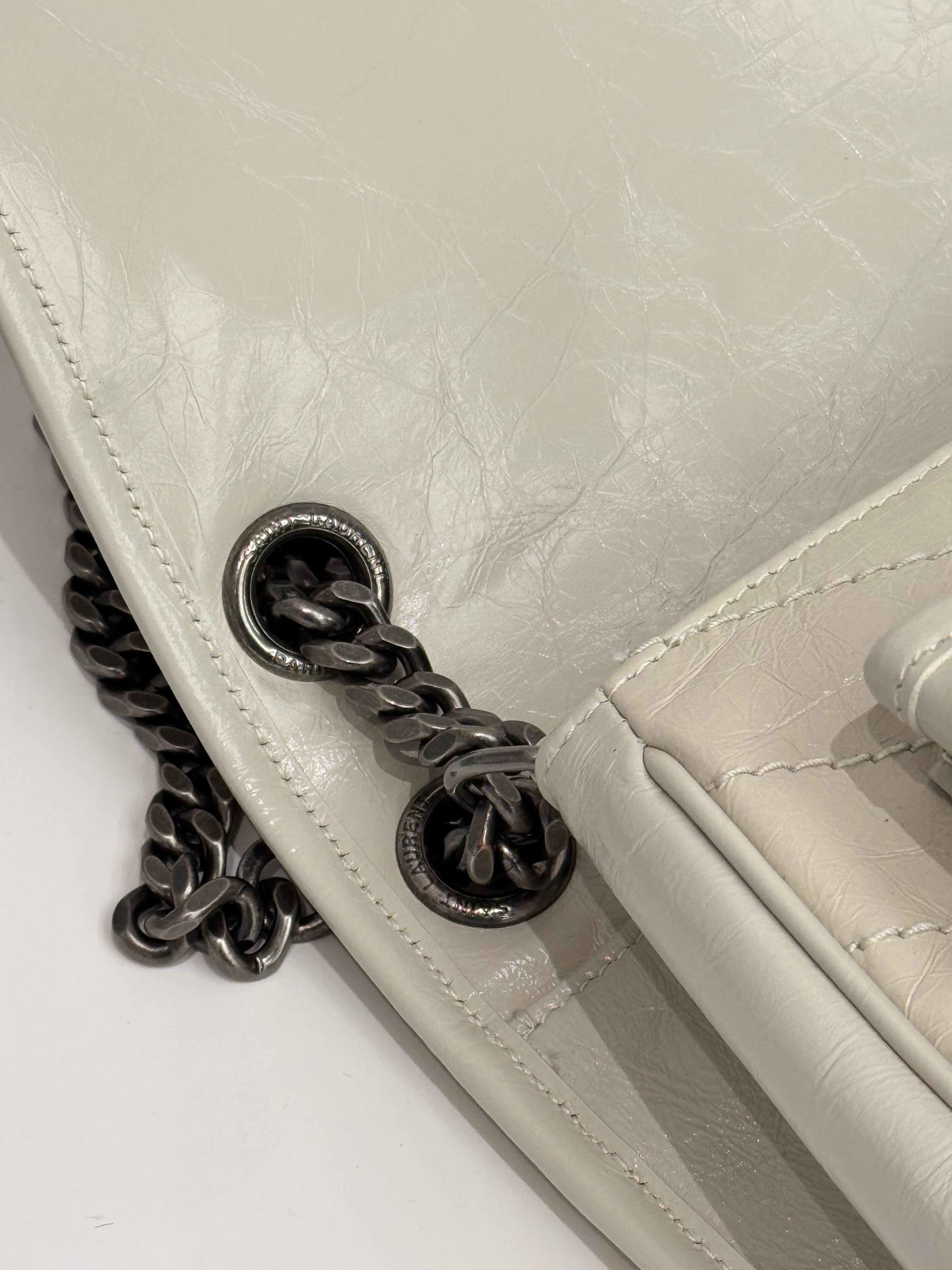 Saint Laurent Medium Niki Vintage Calf Leather White