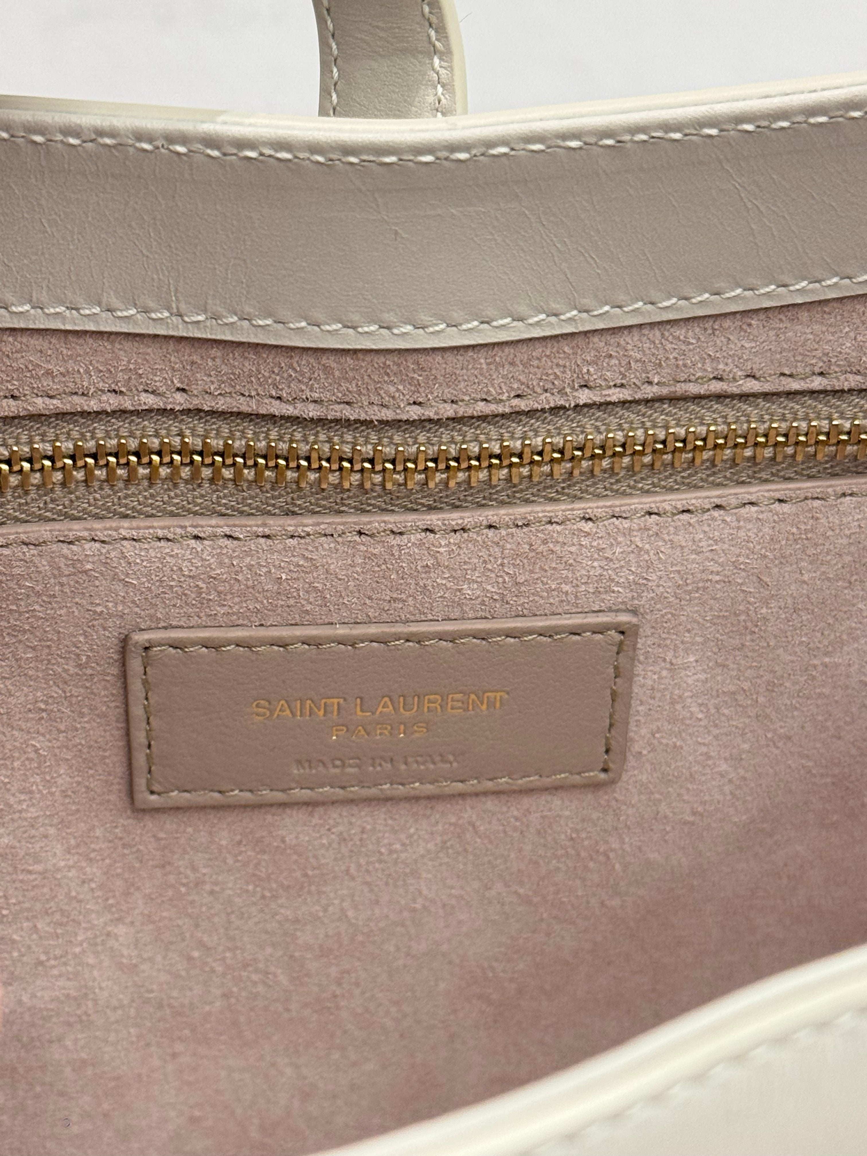 Saint Laurent LE 5 A 7 in Calfskin Leather White