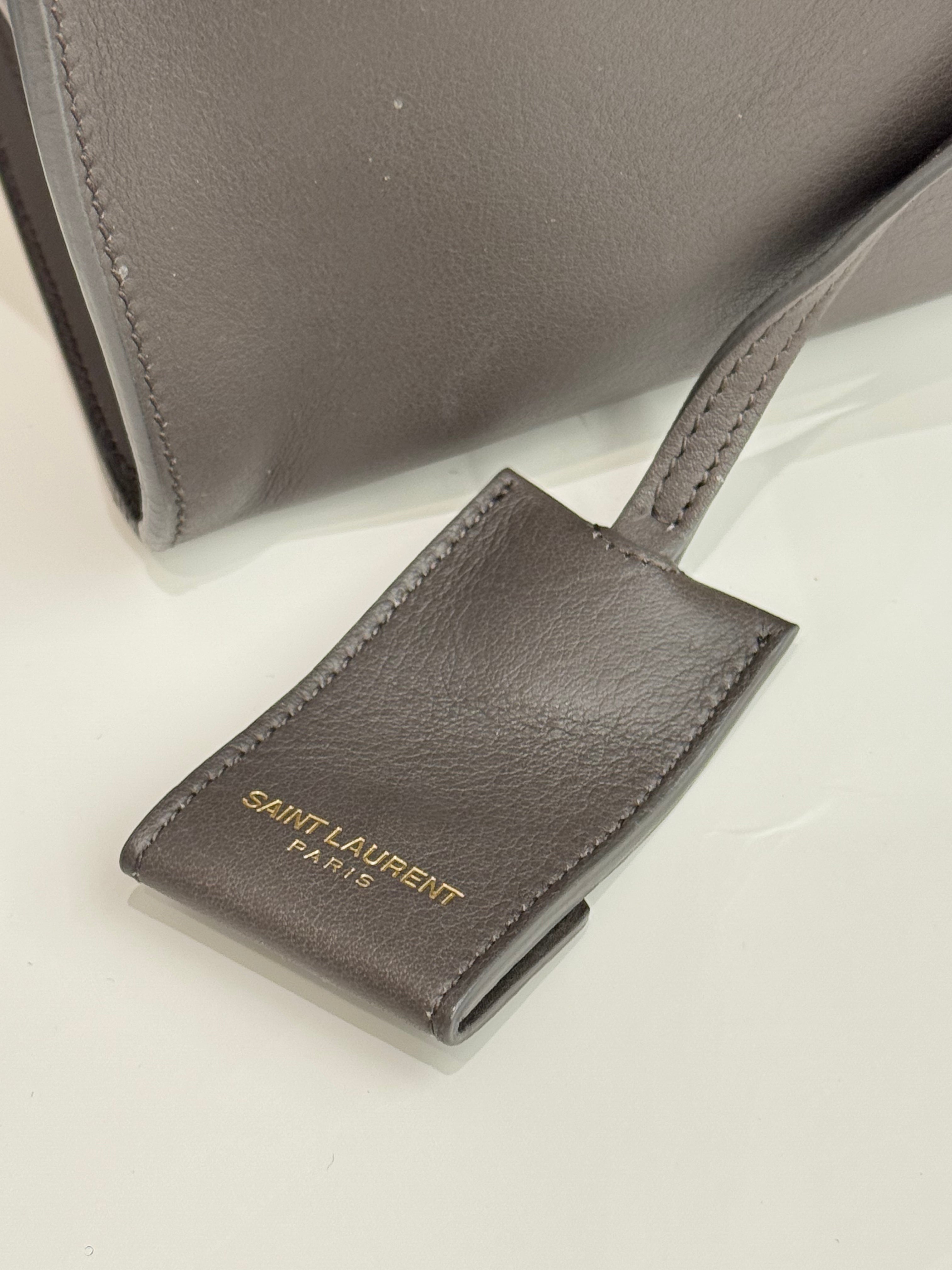 Saint Laurent Cabas Chyc Calfskin Leather Grey
