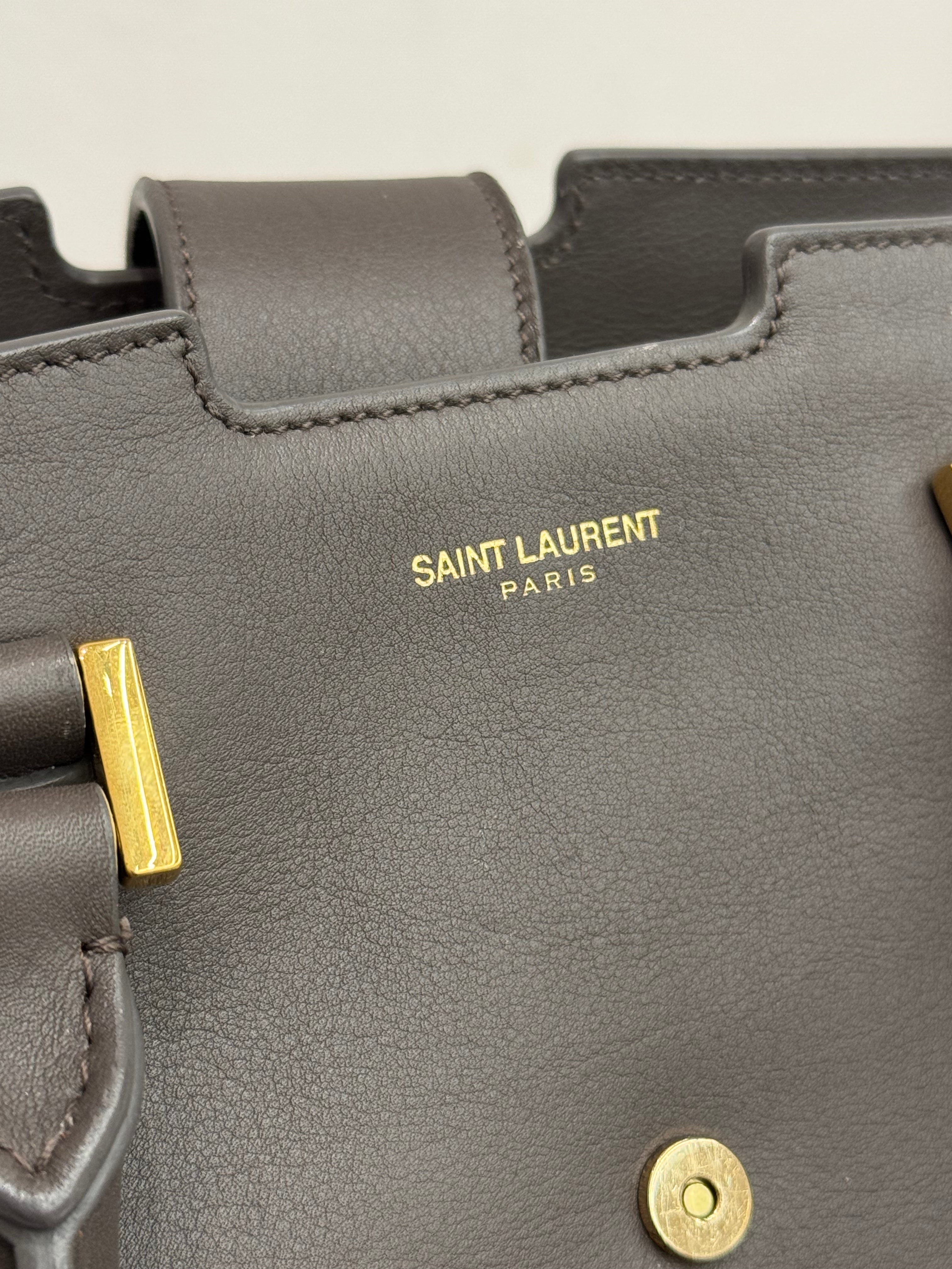 Saint Laurent Cabas Chyc Calfskin Leather Grey