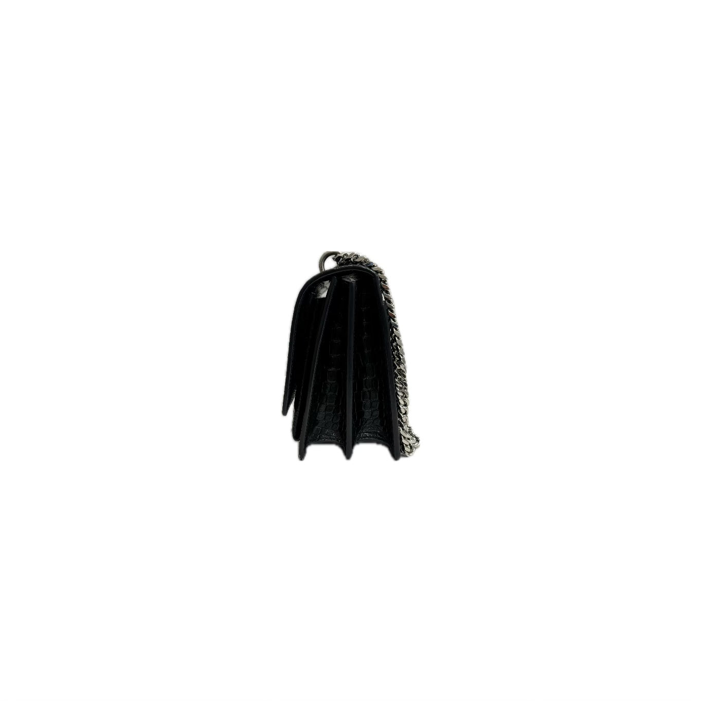 Saint Laurent Sunset Bag Croc-Embossed Calfskin Black