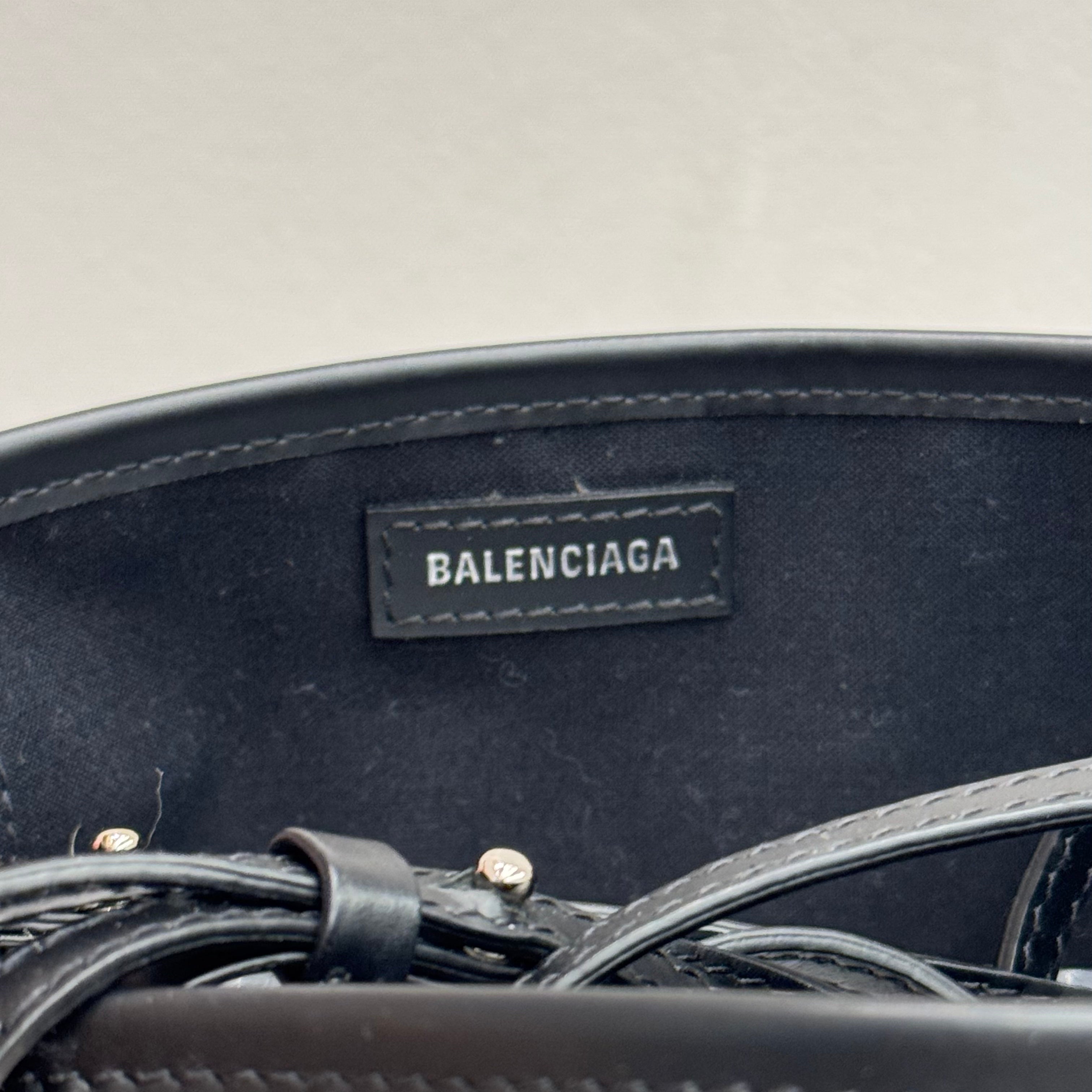 Balenciaga Navy Cabas XS Cotton Canvas / Calfskin Black