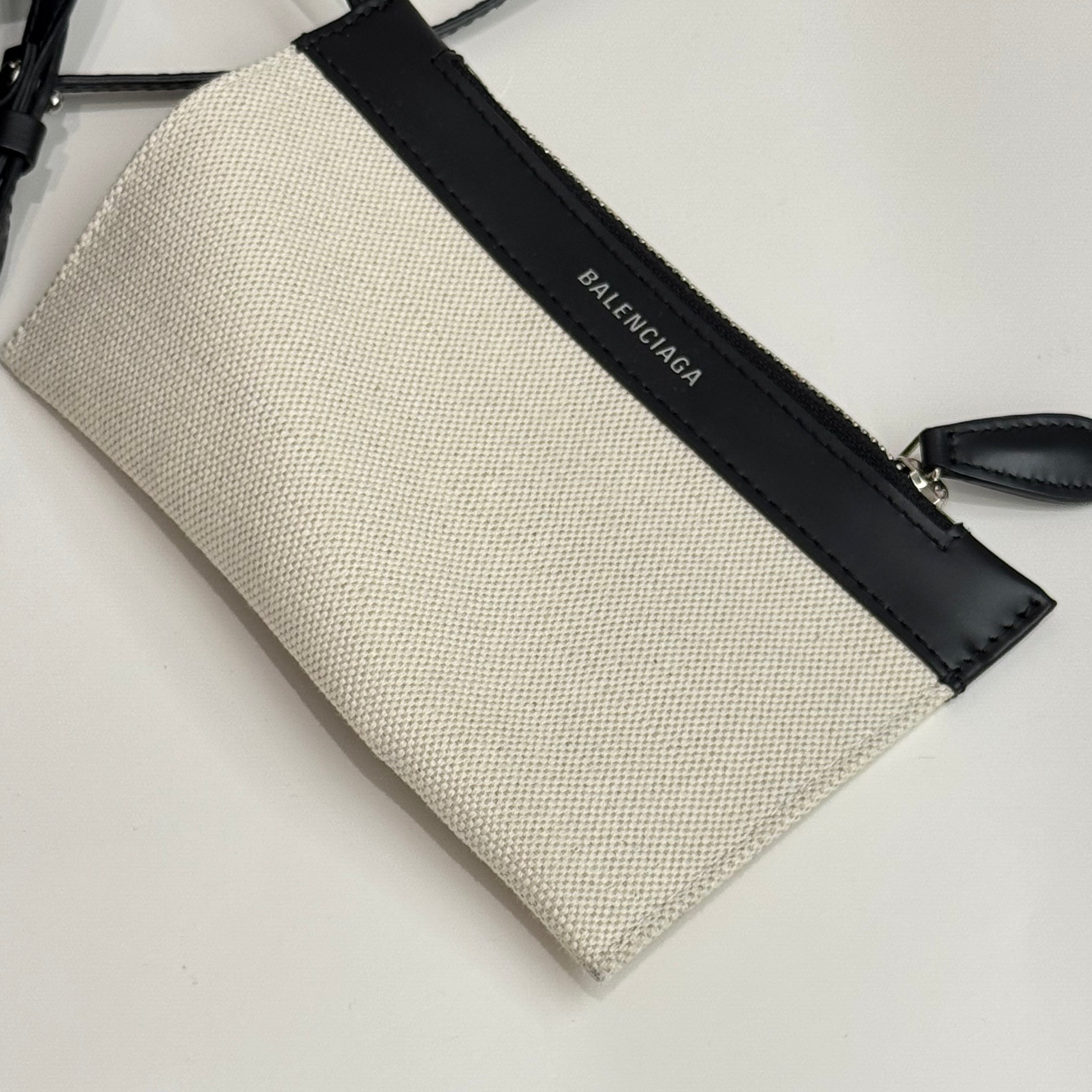 Balenciaga Navy Cabas XS Cotton Canvas / Calfskin Black