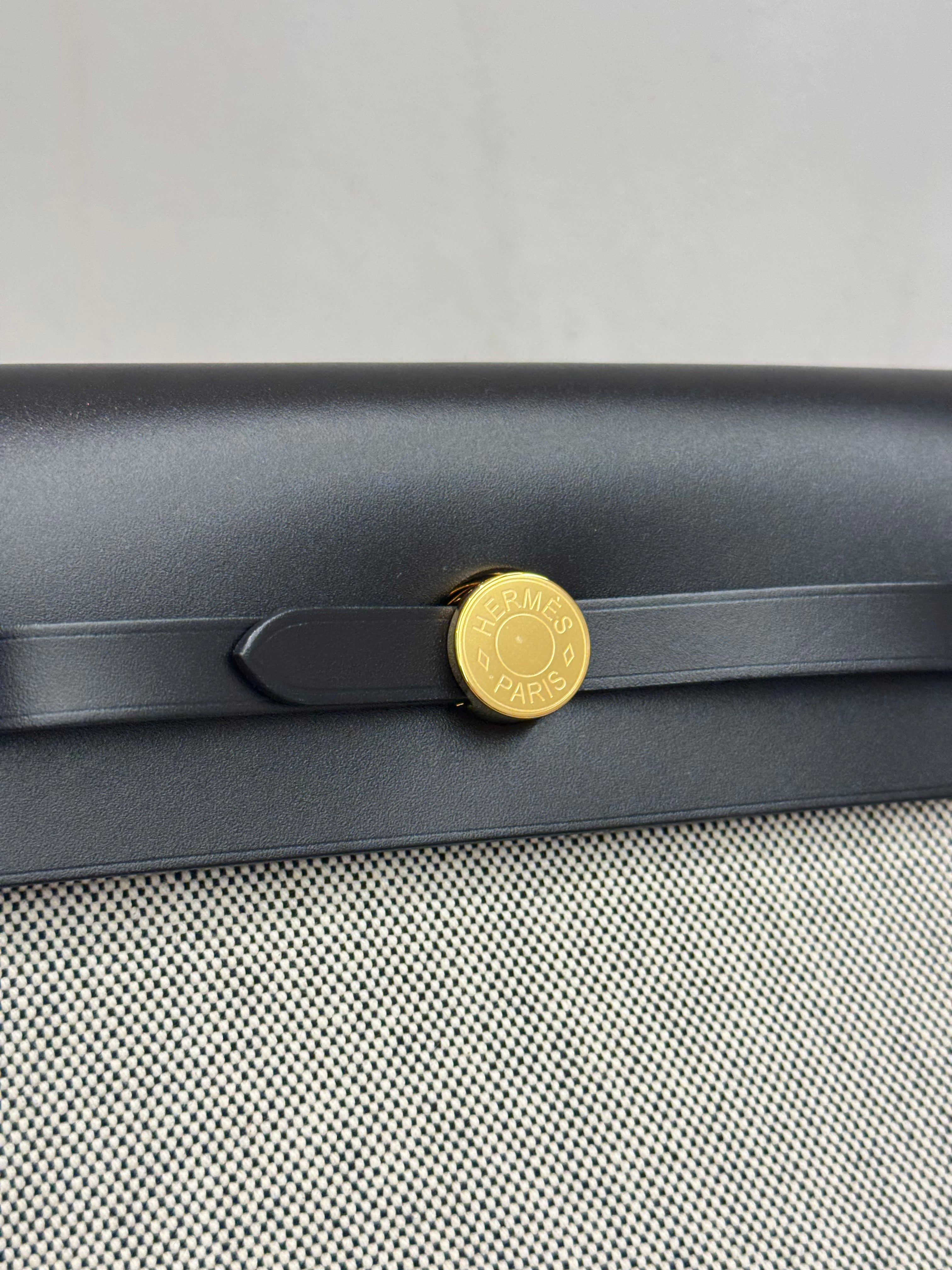 Hermes Mini Herbag Ecru / Black STAMP K