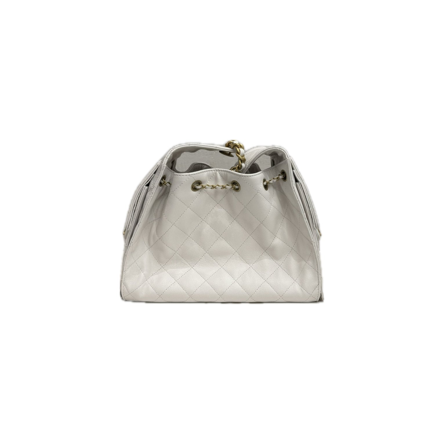 Chanel Small 25 Bag Grained Calfskin White (Microchip)