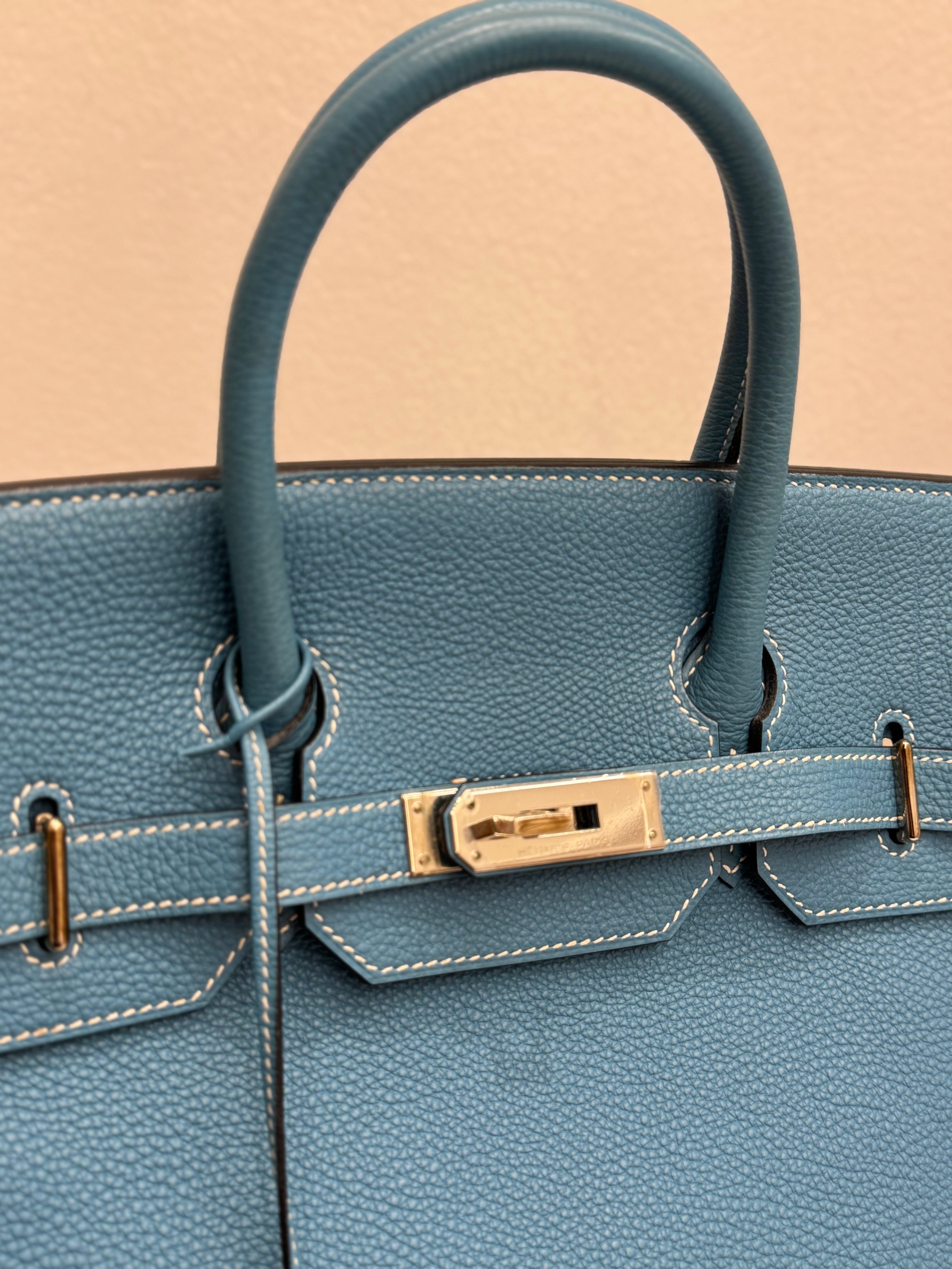 Hermes Hac Birkin 32 Togo Blue Jean SQUARE J