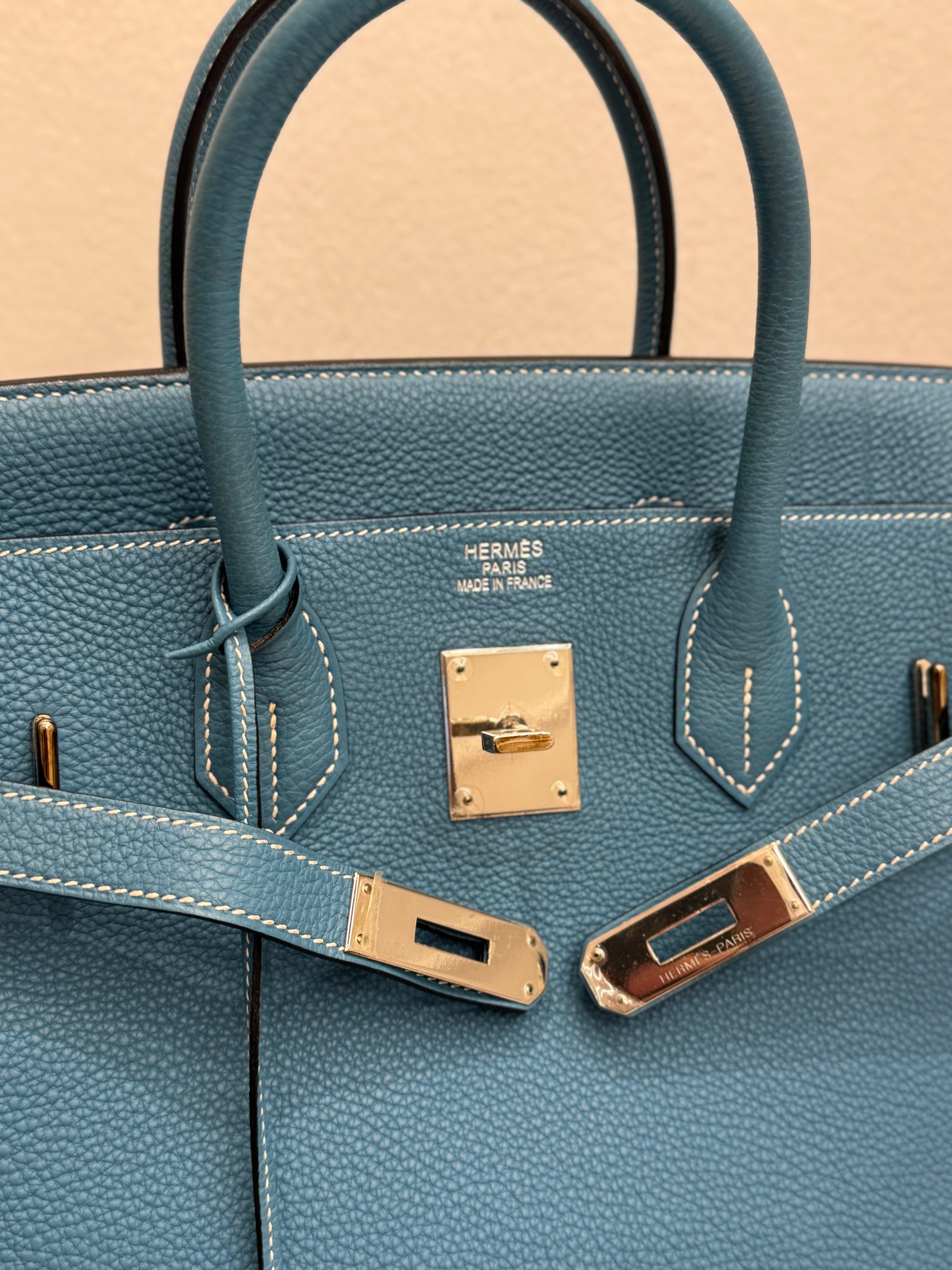 Hermes Hac Birkin 32 Togo Blue Jean SQUARE J