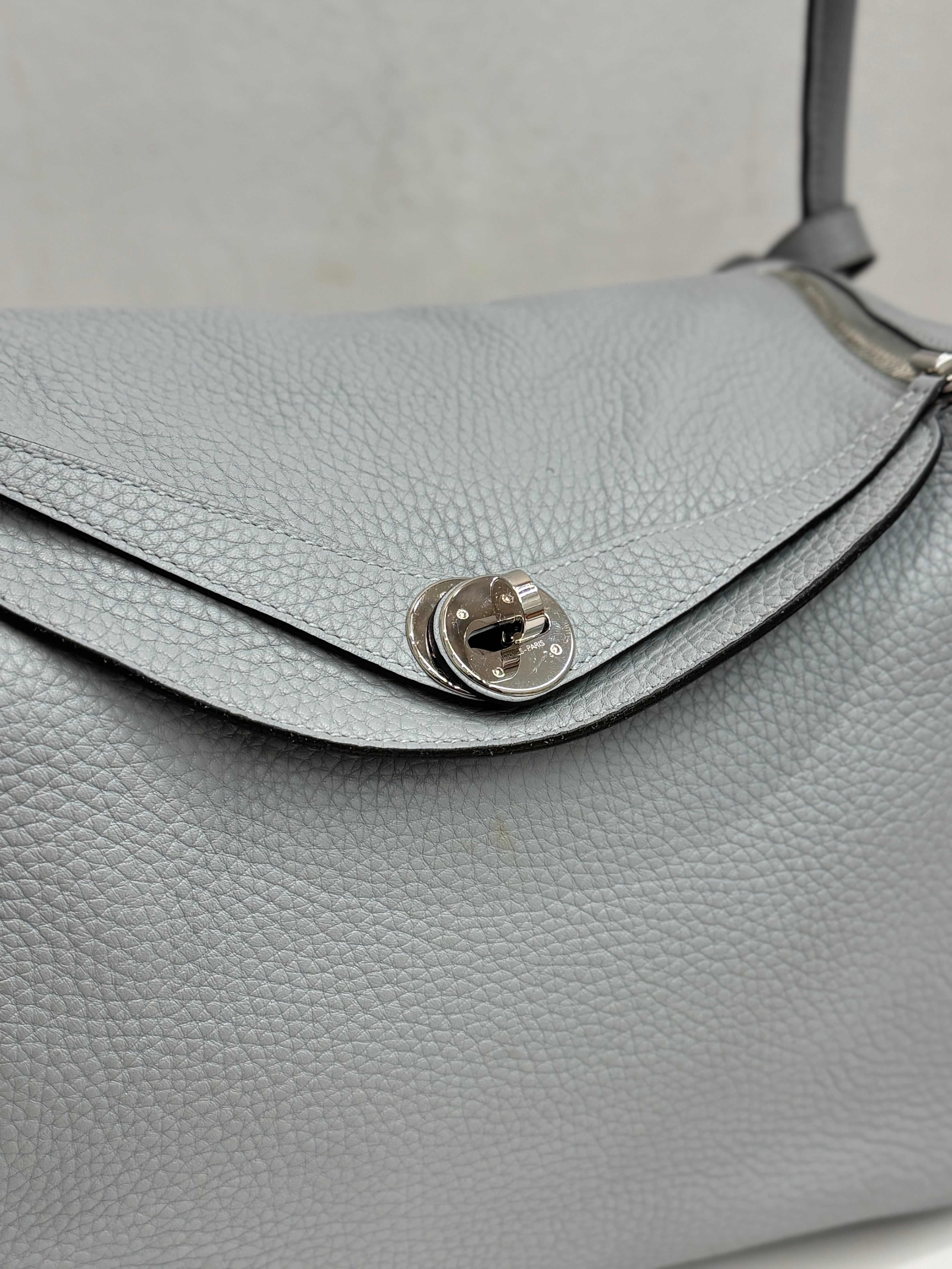 Hermes Lindy 30 Clemence Blue Pale STAMP T