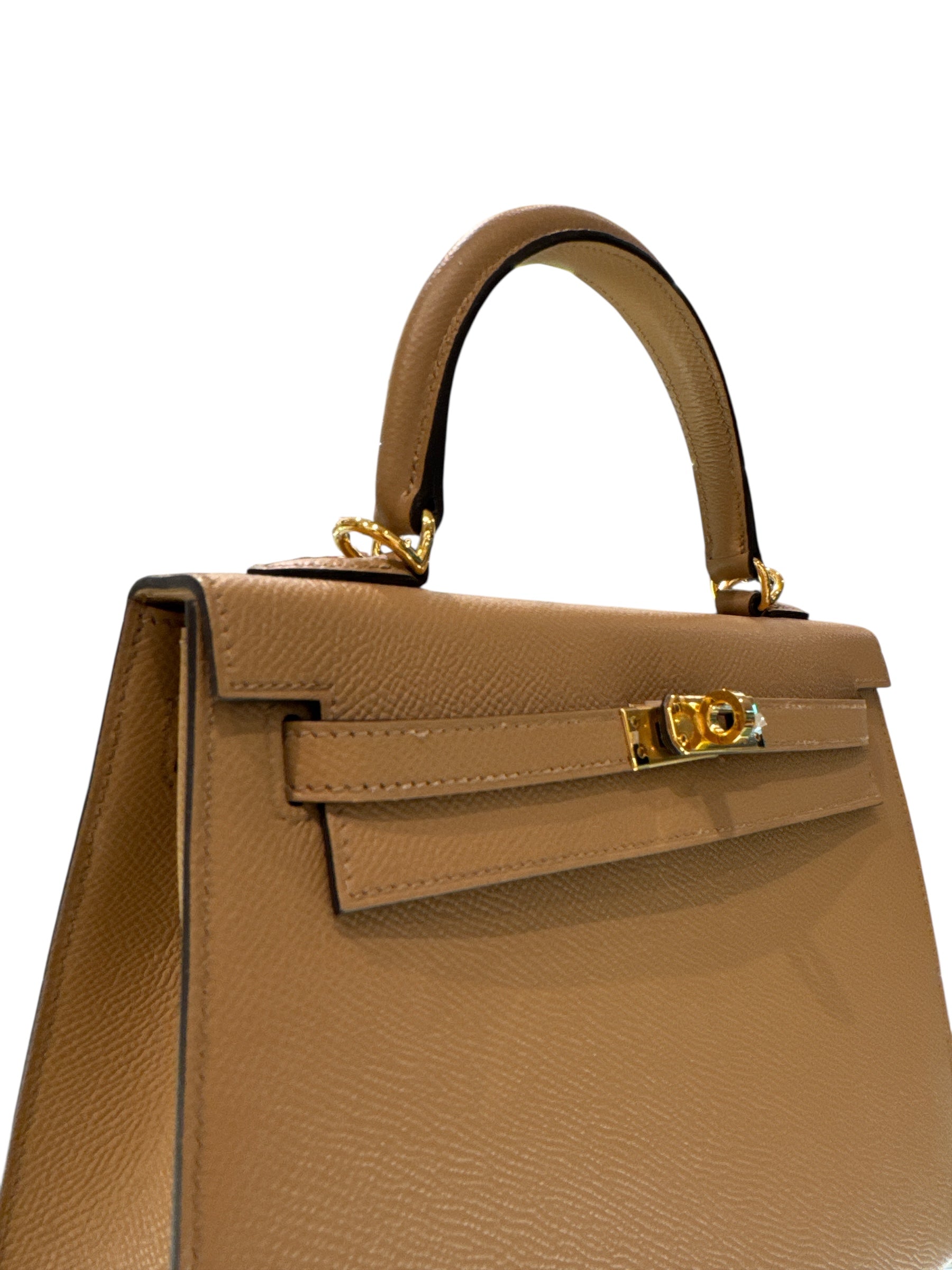 Hermes Kelly 25 Epsom Chai STAMP U