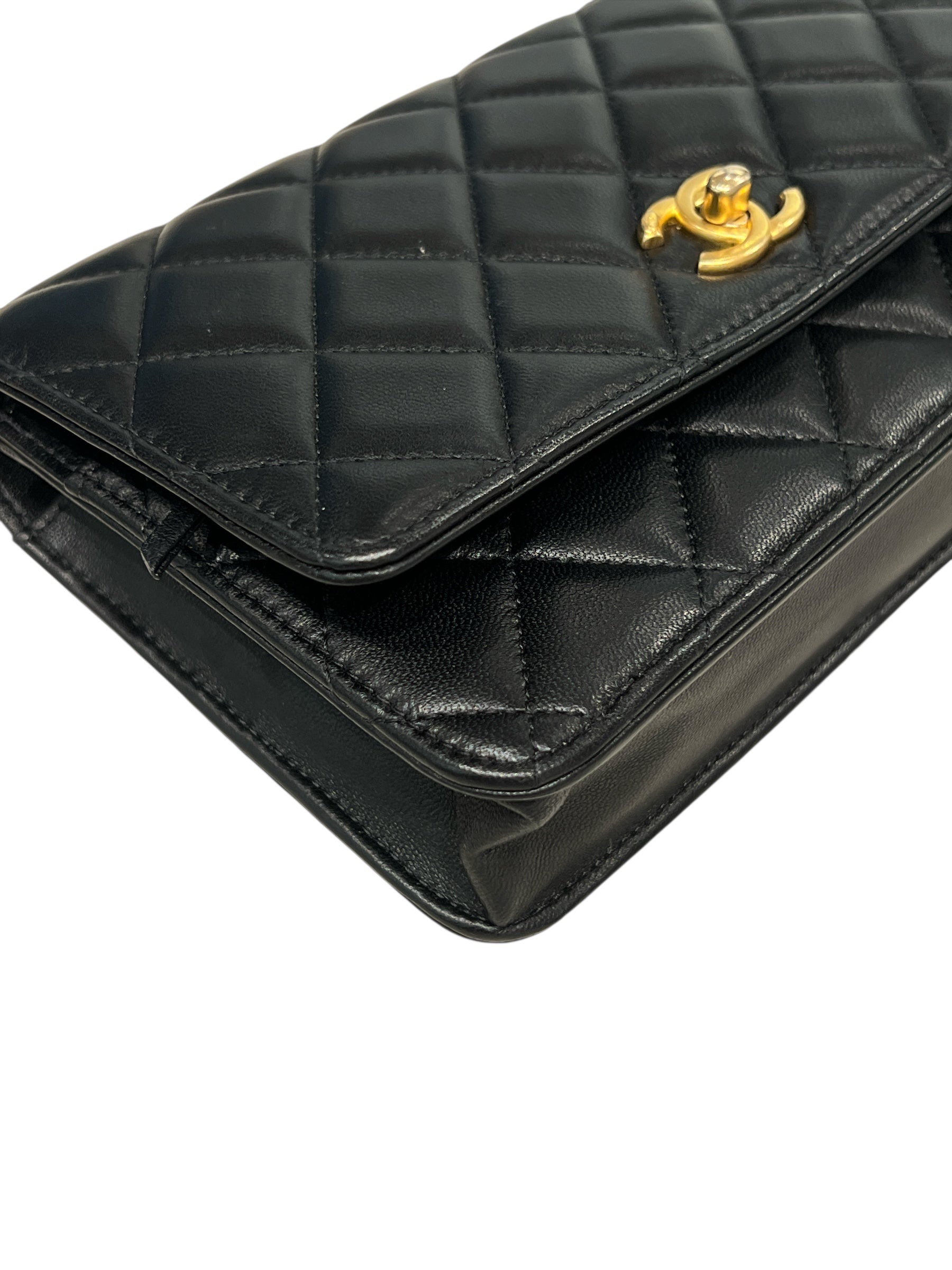 Chanel Pearl Crush Wallet on Chain Lambskin Black