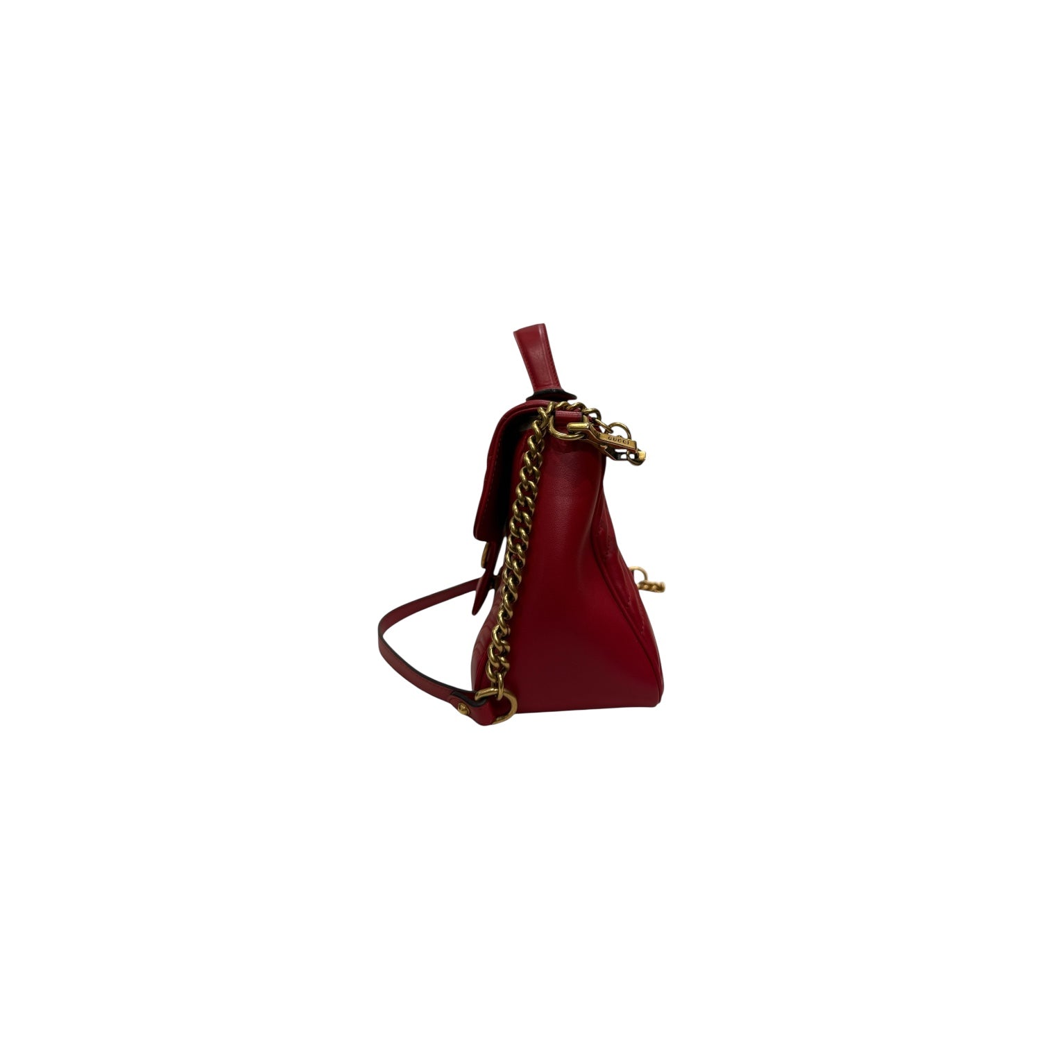 Gucci Top Handle Chevron Matelasse Bag Calfskin Red
