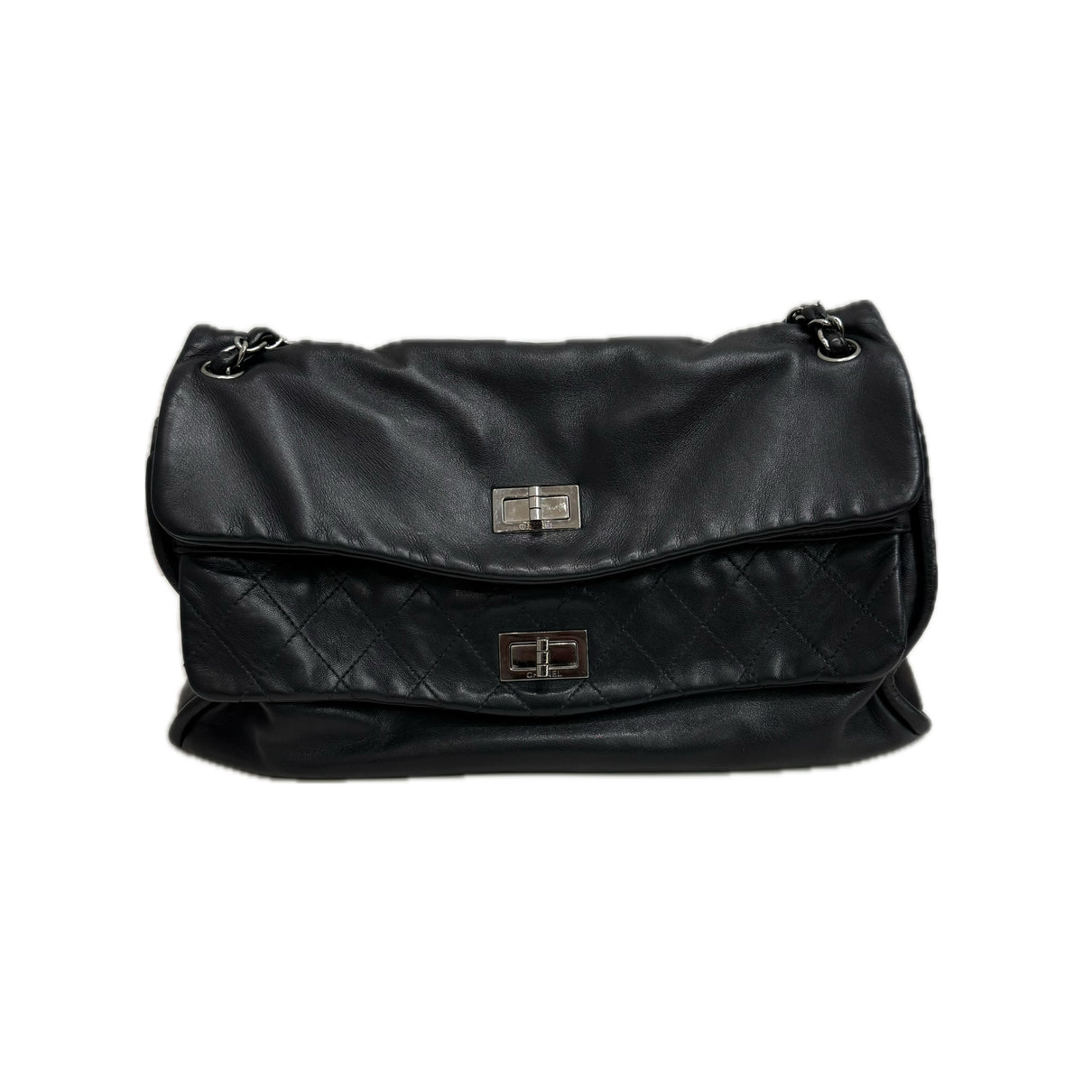 Chanel Large Mademoiselle Double Flap Lambskin  Black