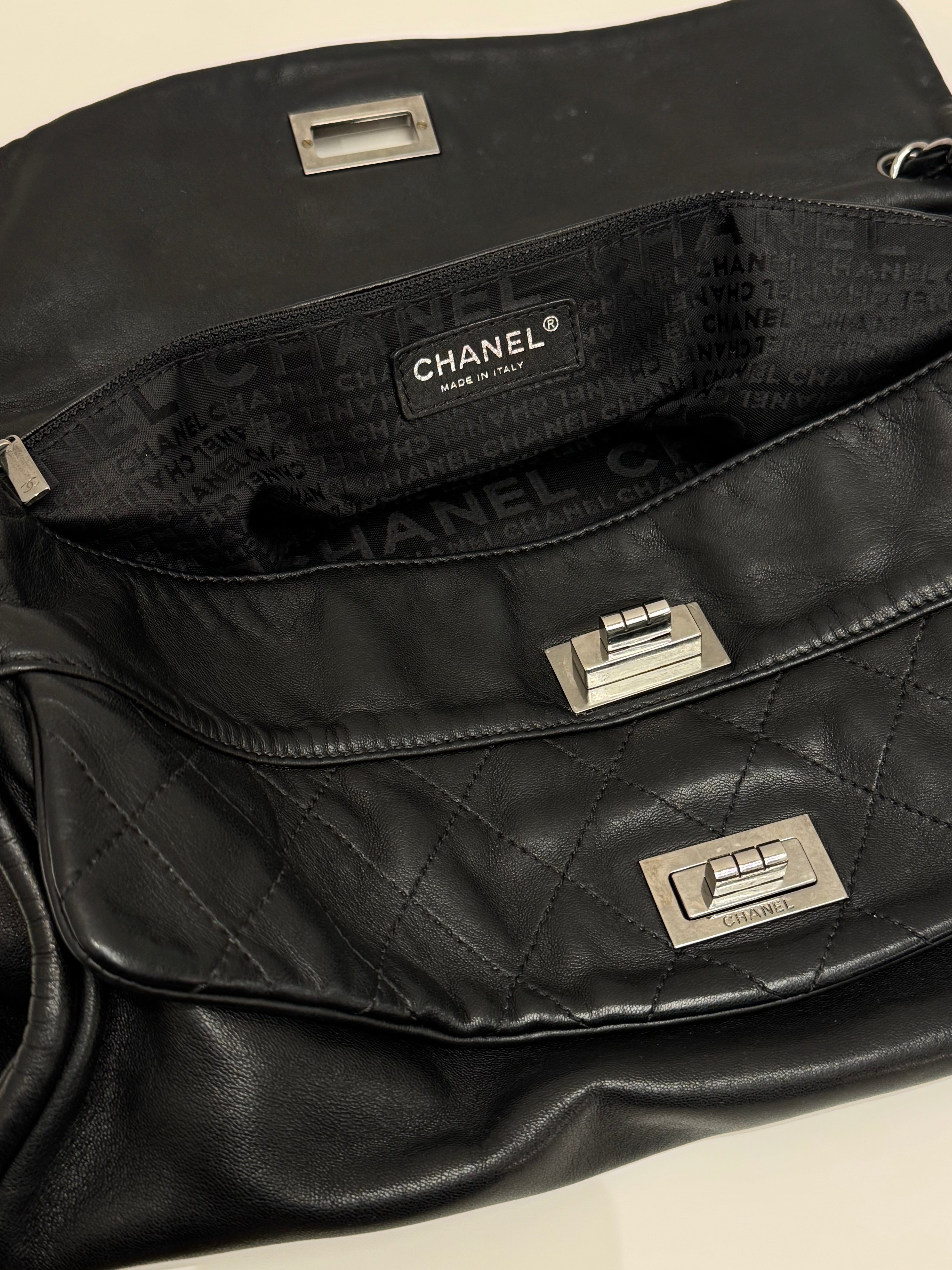 Chanel Large Mademoiselle Double Flap Lambskin  Black