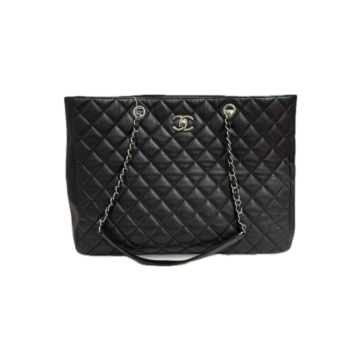 Chanel Large Turn Lock Shopping Tote Calfskin Black