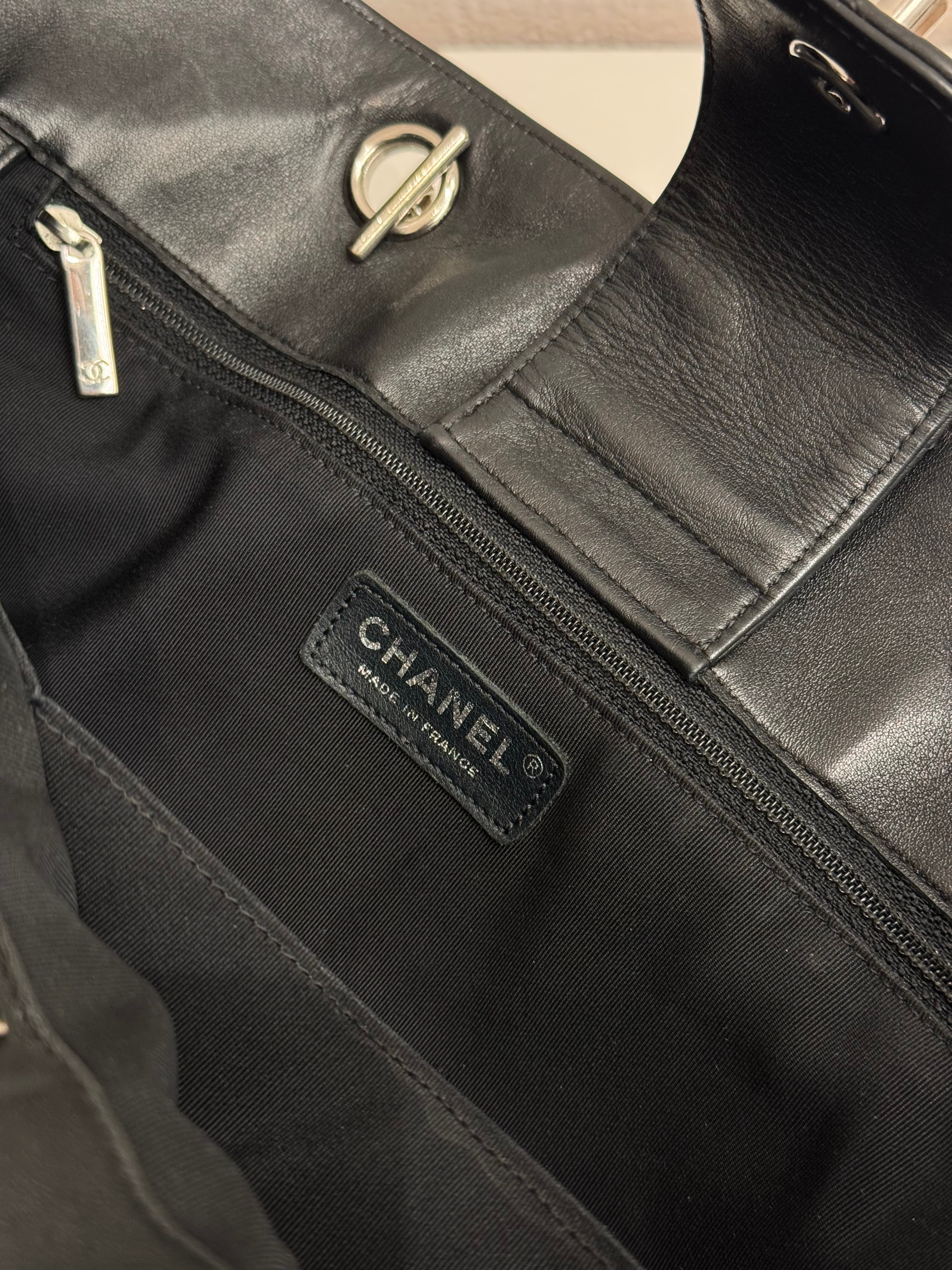 Chanel Large Turn Lock Shopping Tote Calfskin Black