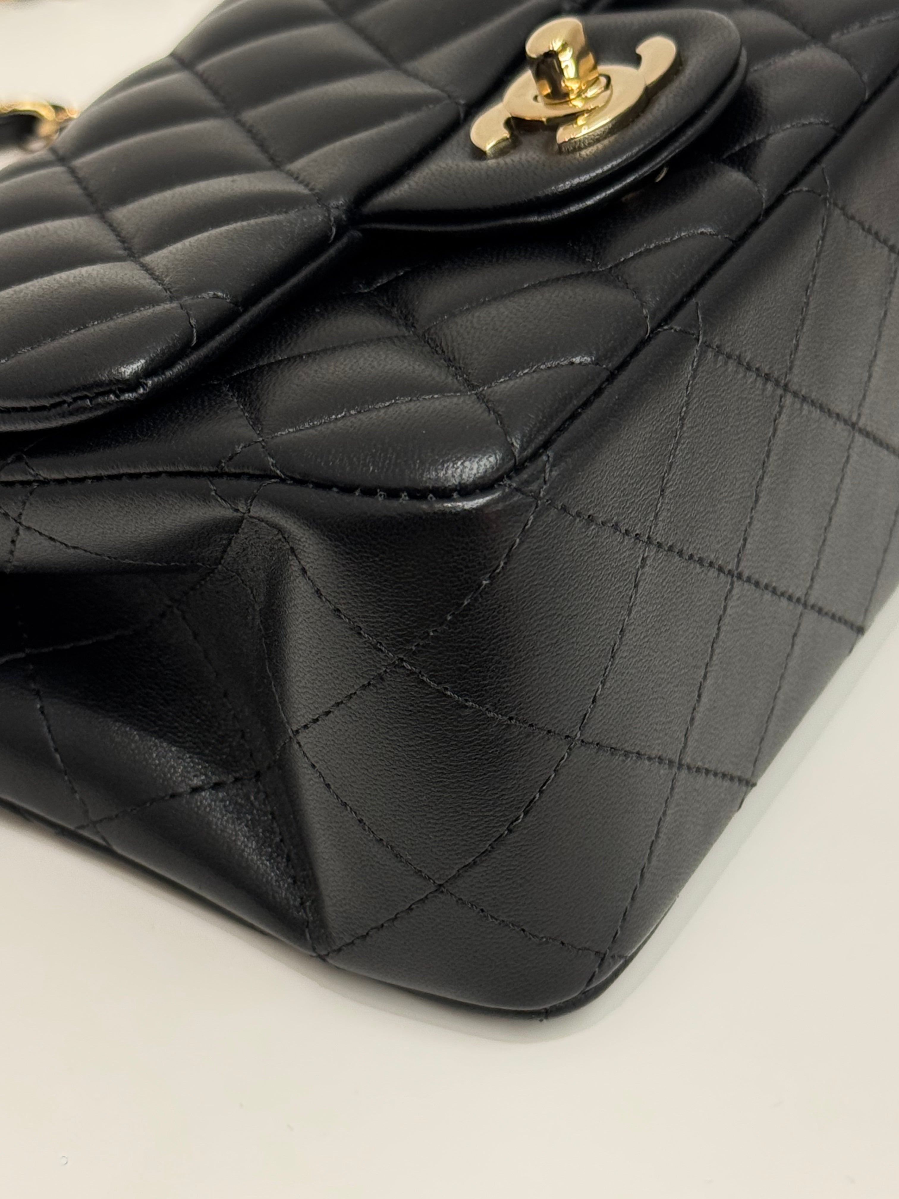 Chanel Classic Mini Square Flap Bag Lambskin Black (Microchip)
