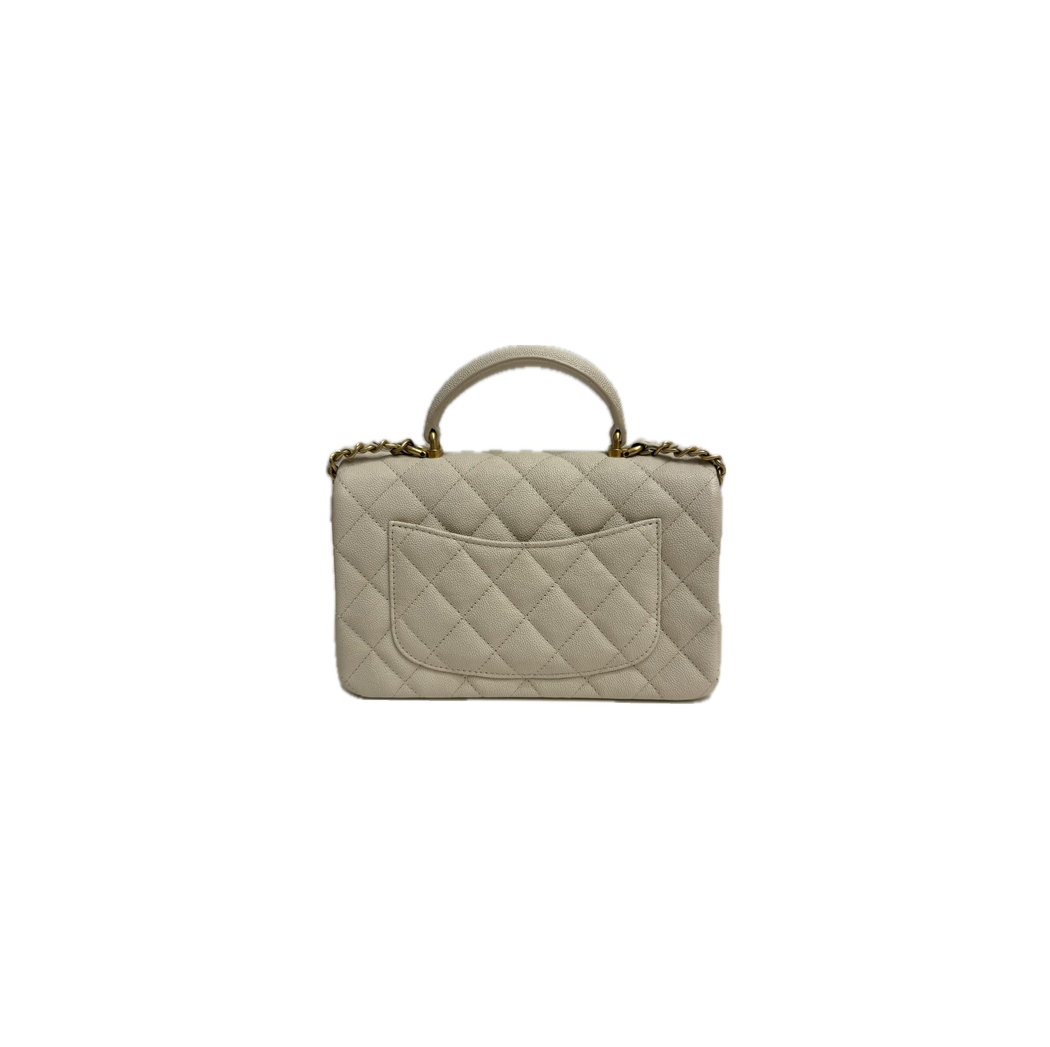 Chanel Mini Top Handle Rectangular Flap Caviar Beige