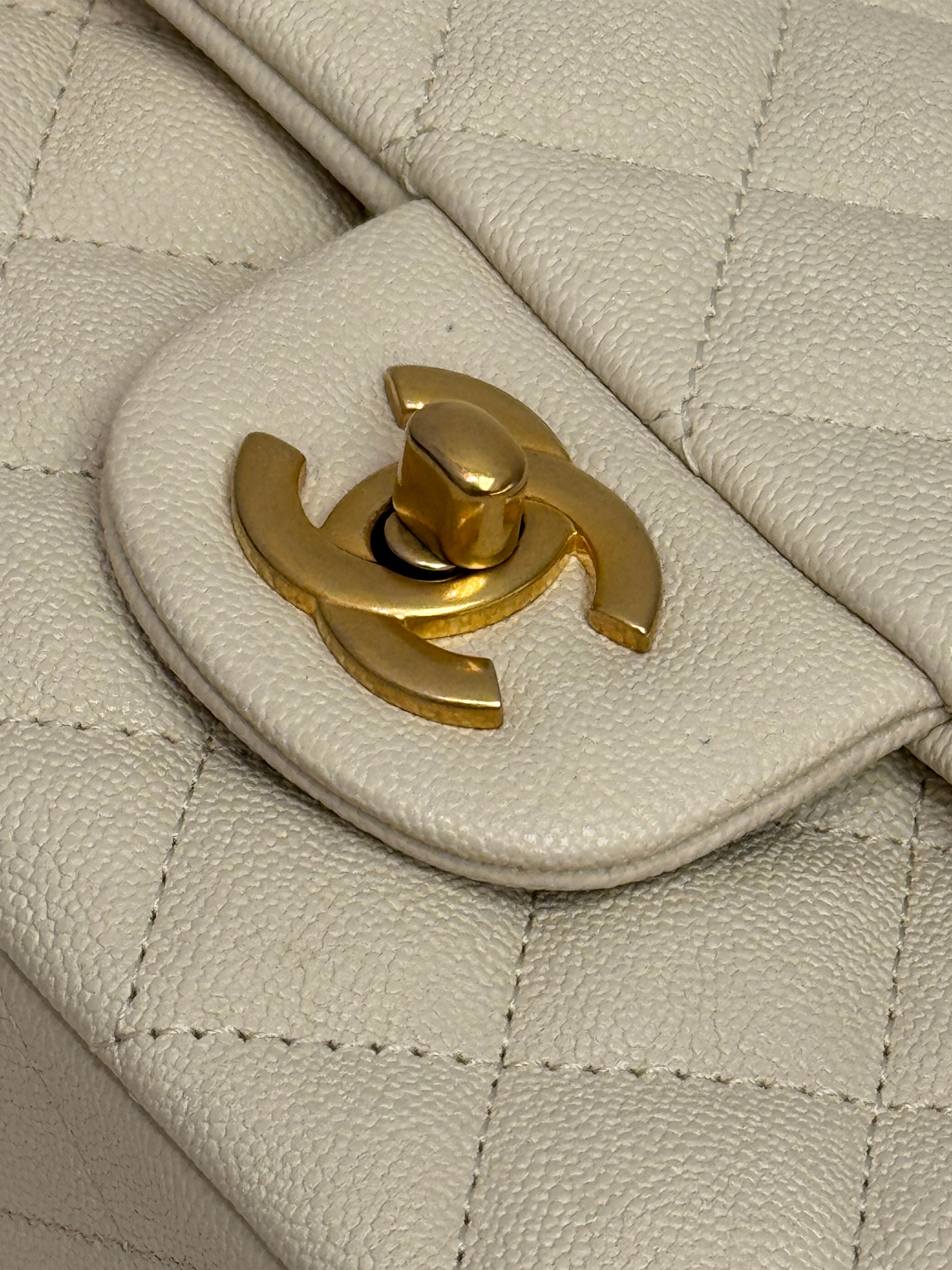 Chanel Mini Top Handle Rectangular Flap Caviar Beige