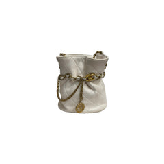 Chanel Small Bucket Bag Lambskin White
