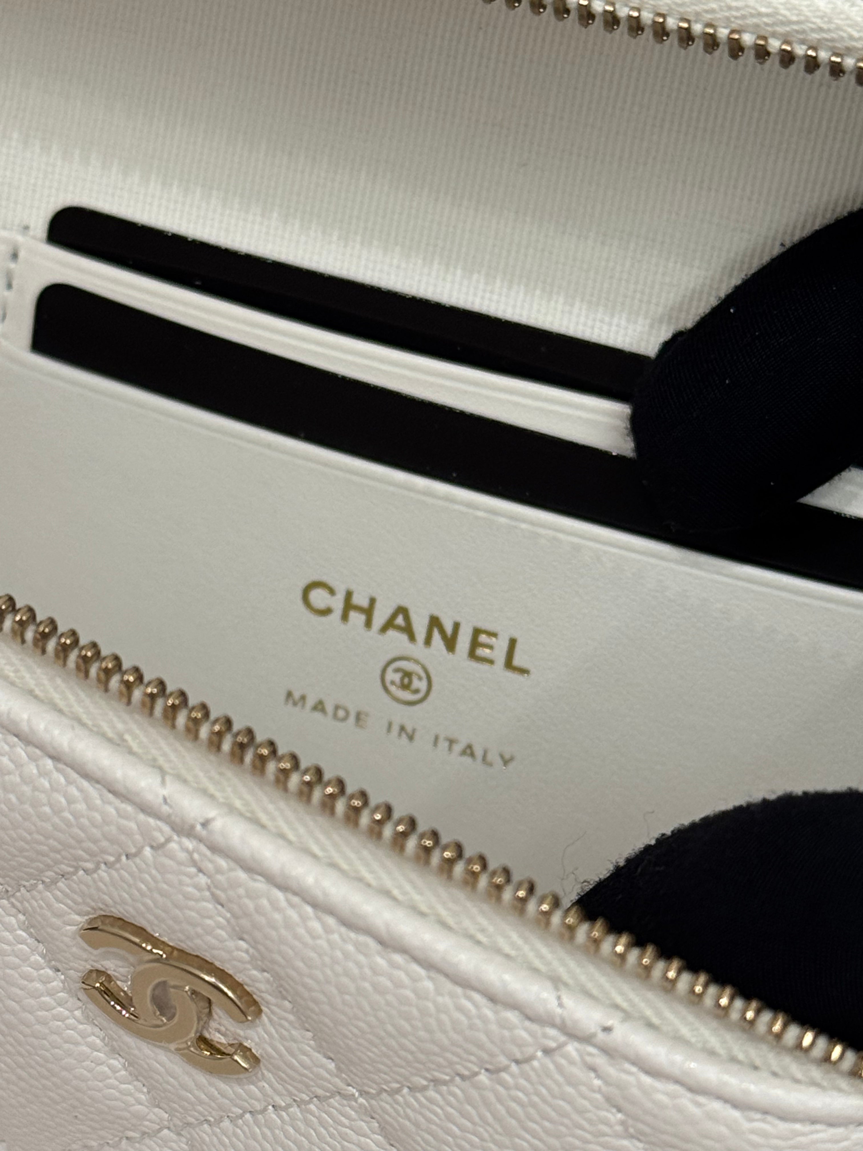 Chanel Top Handle Vanity Bag Caviar White