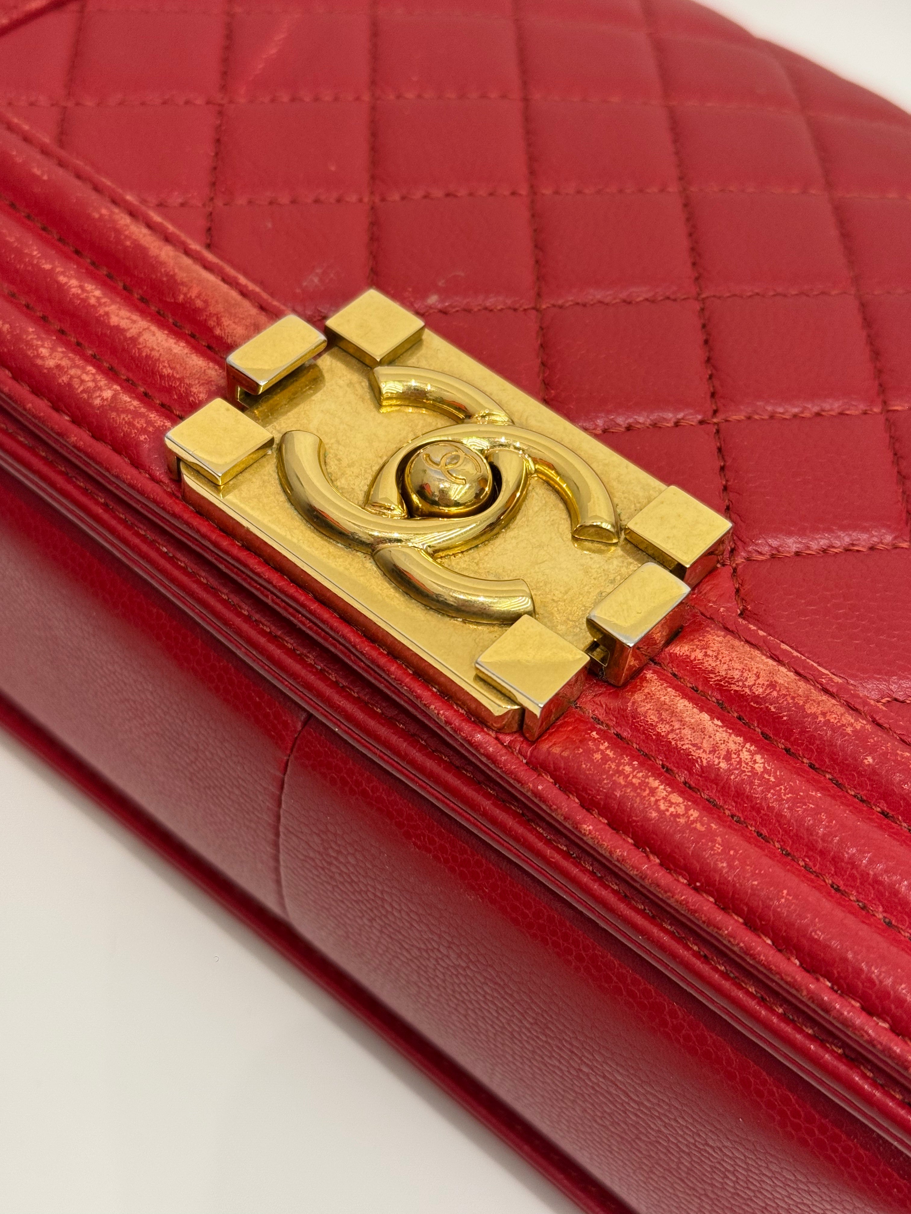 Chanel Medium Boy Bag Caviar Red