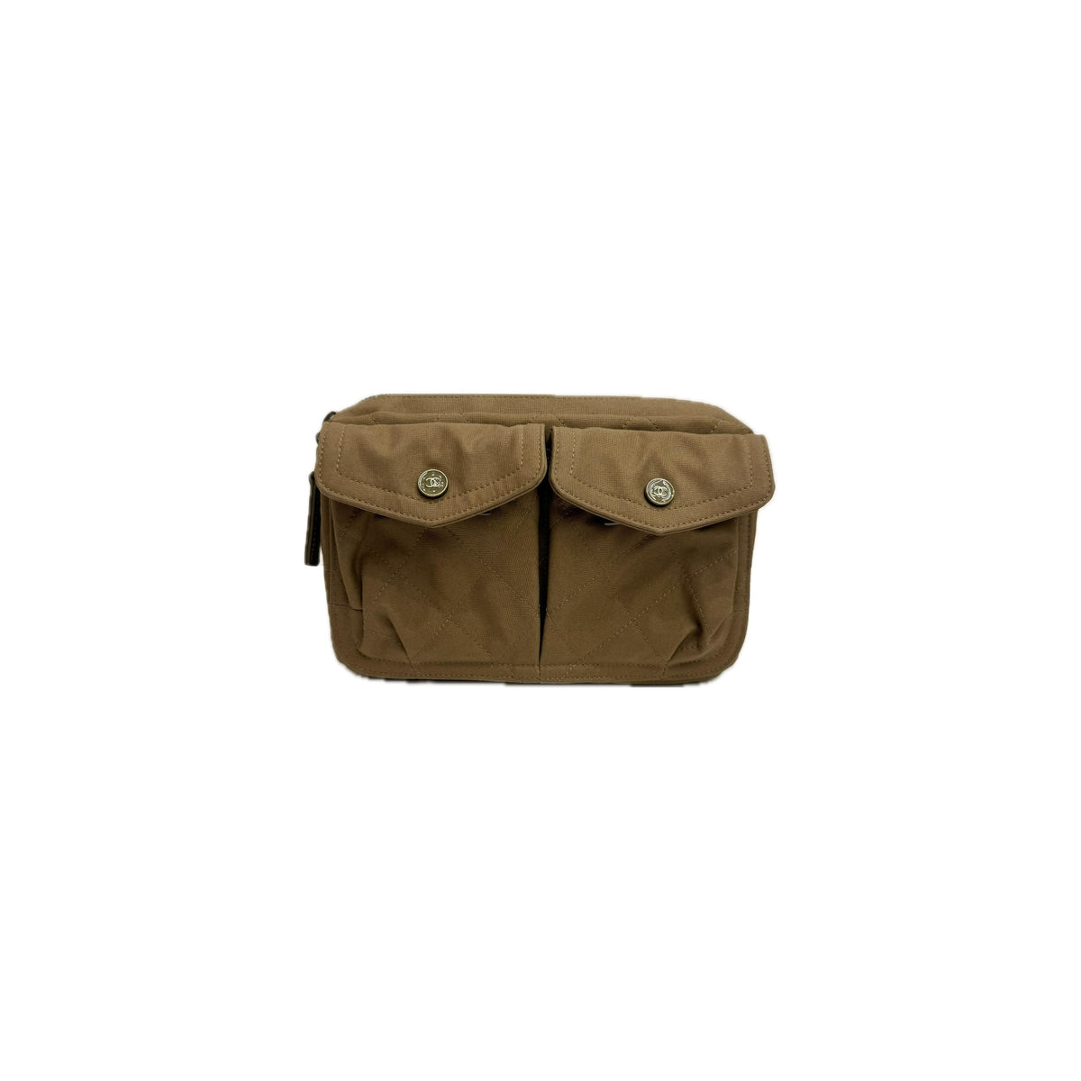 Chanel Small Belt Messenger Bag Denim Dark Beige