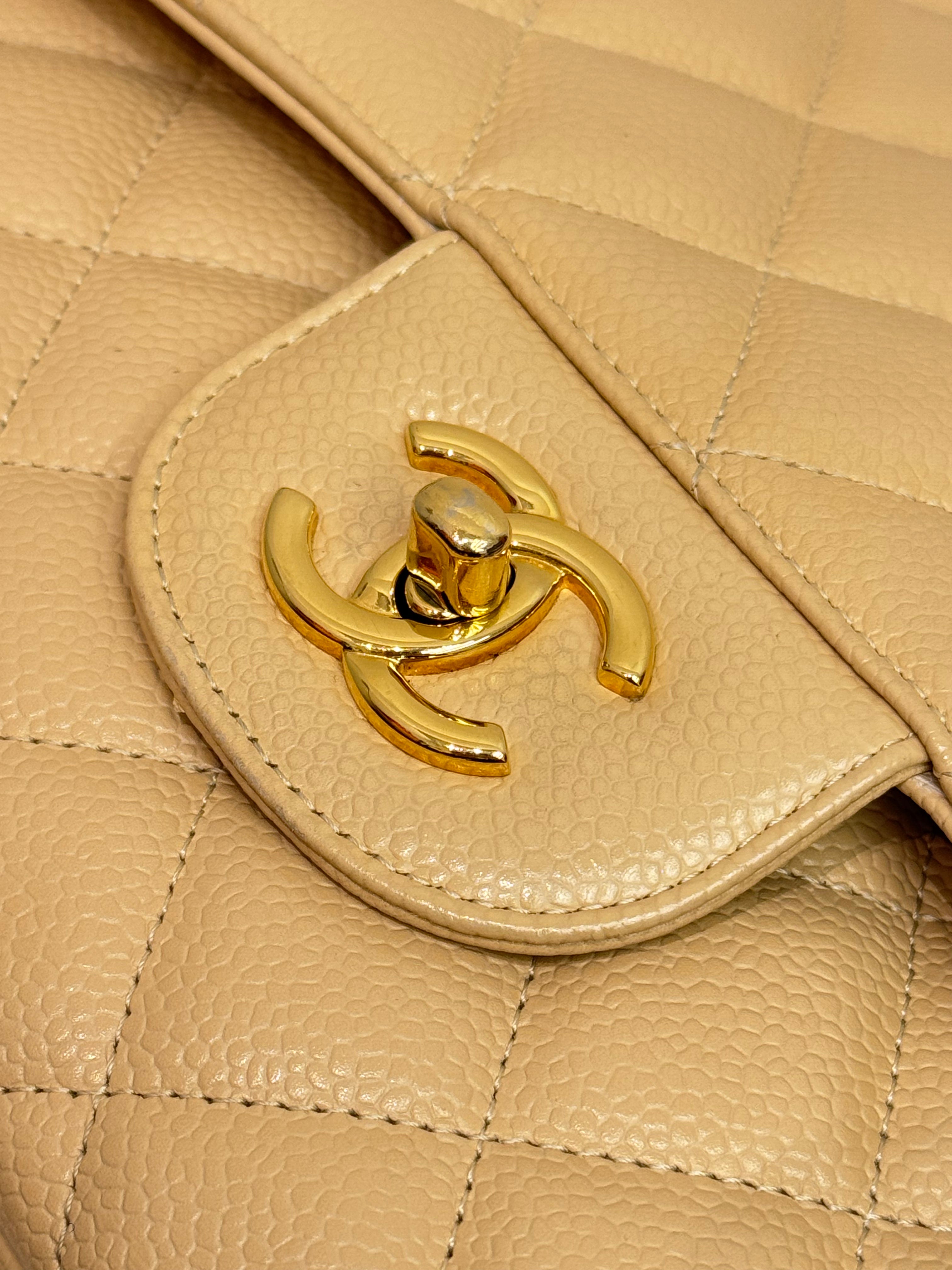 Chanel Jumbo Classic Double Flap Bag Caviar Beige