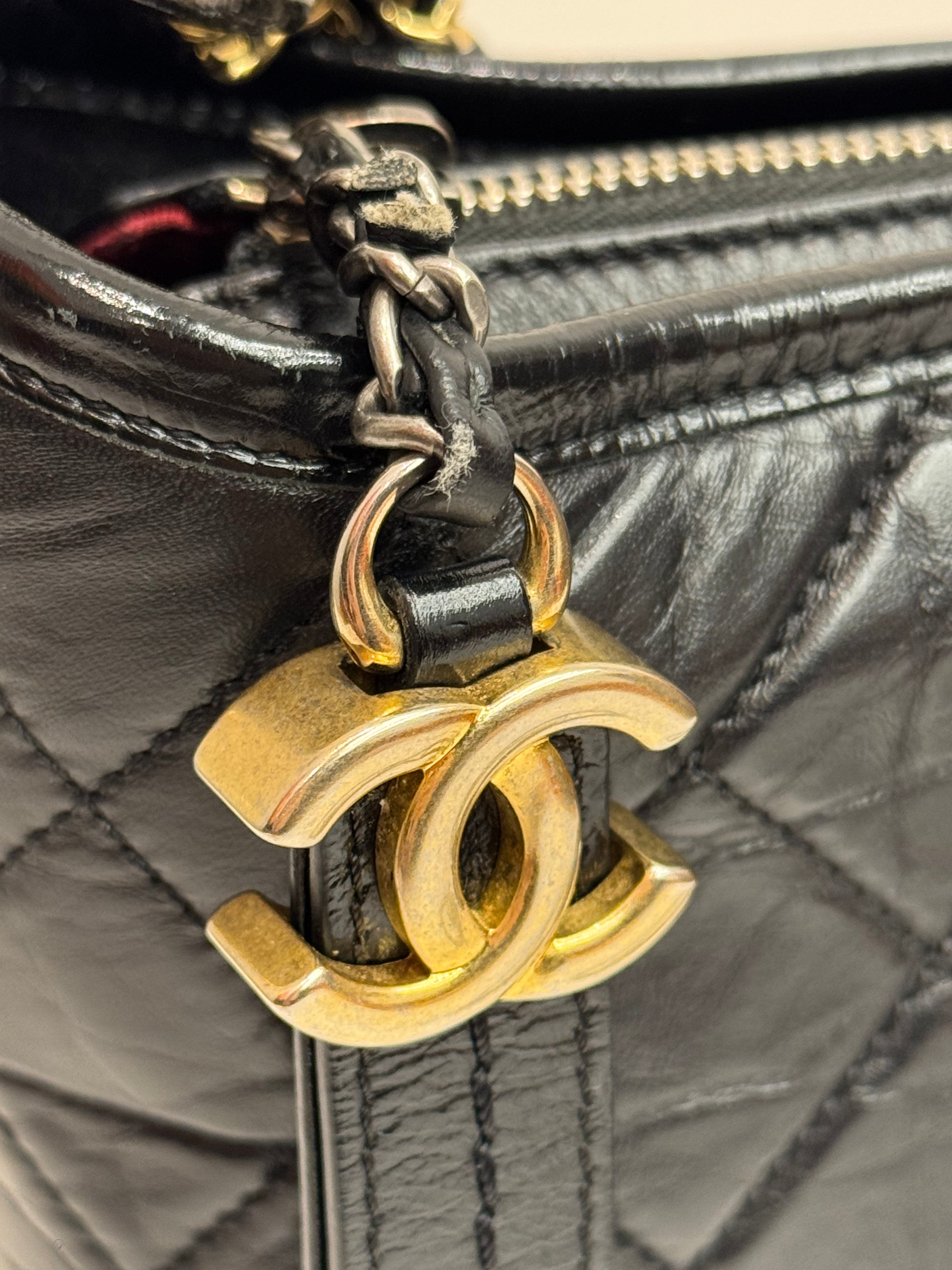 Chanel Small Gabrielle Hobo Bag Calfskin Black