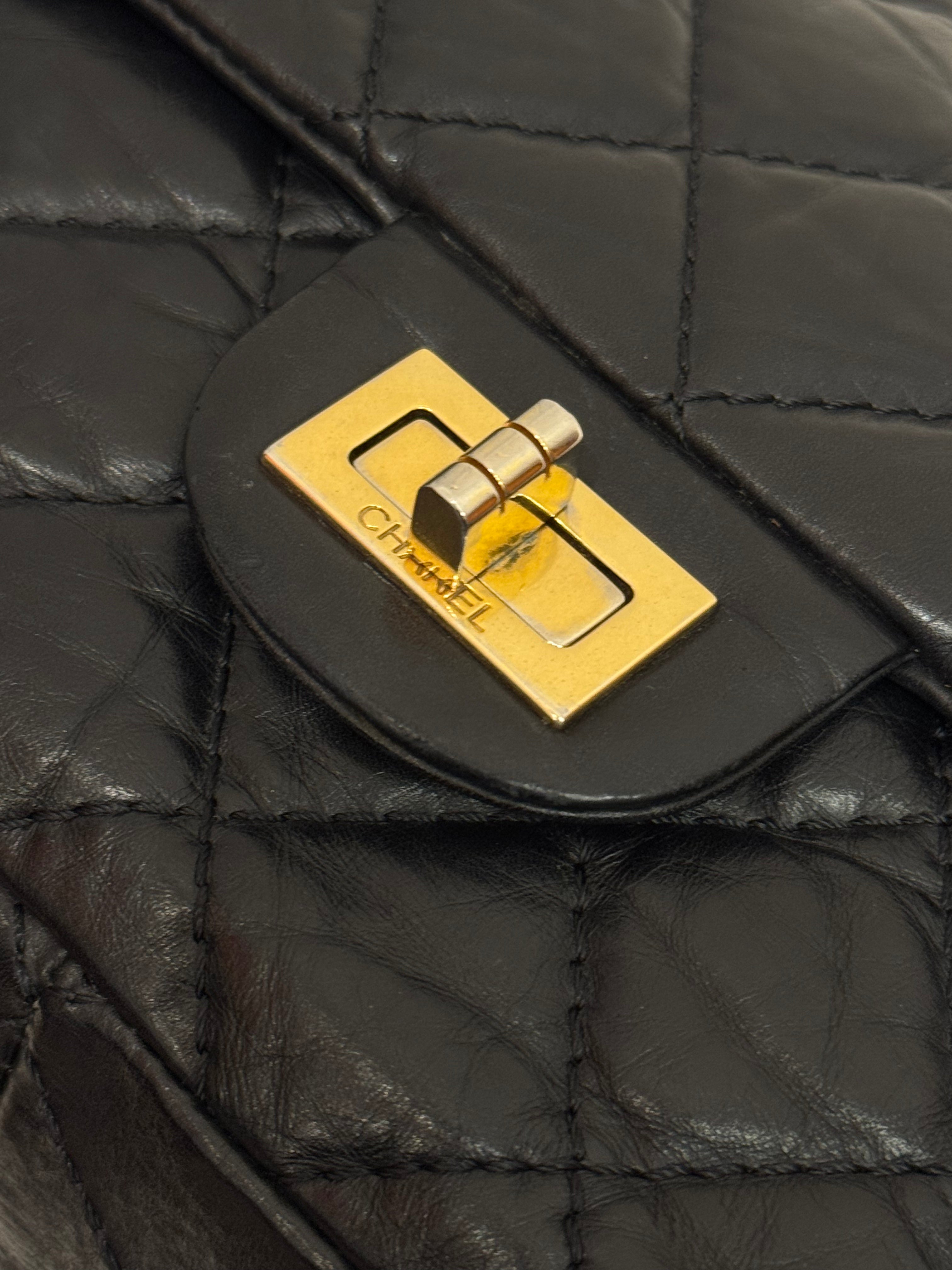 Chanel Medium 2.55 Handbag Aged Calfskin Black