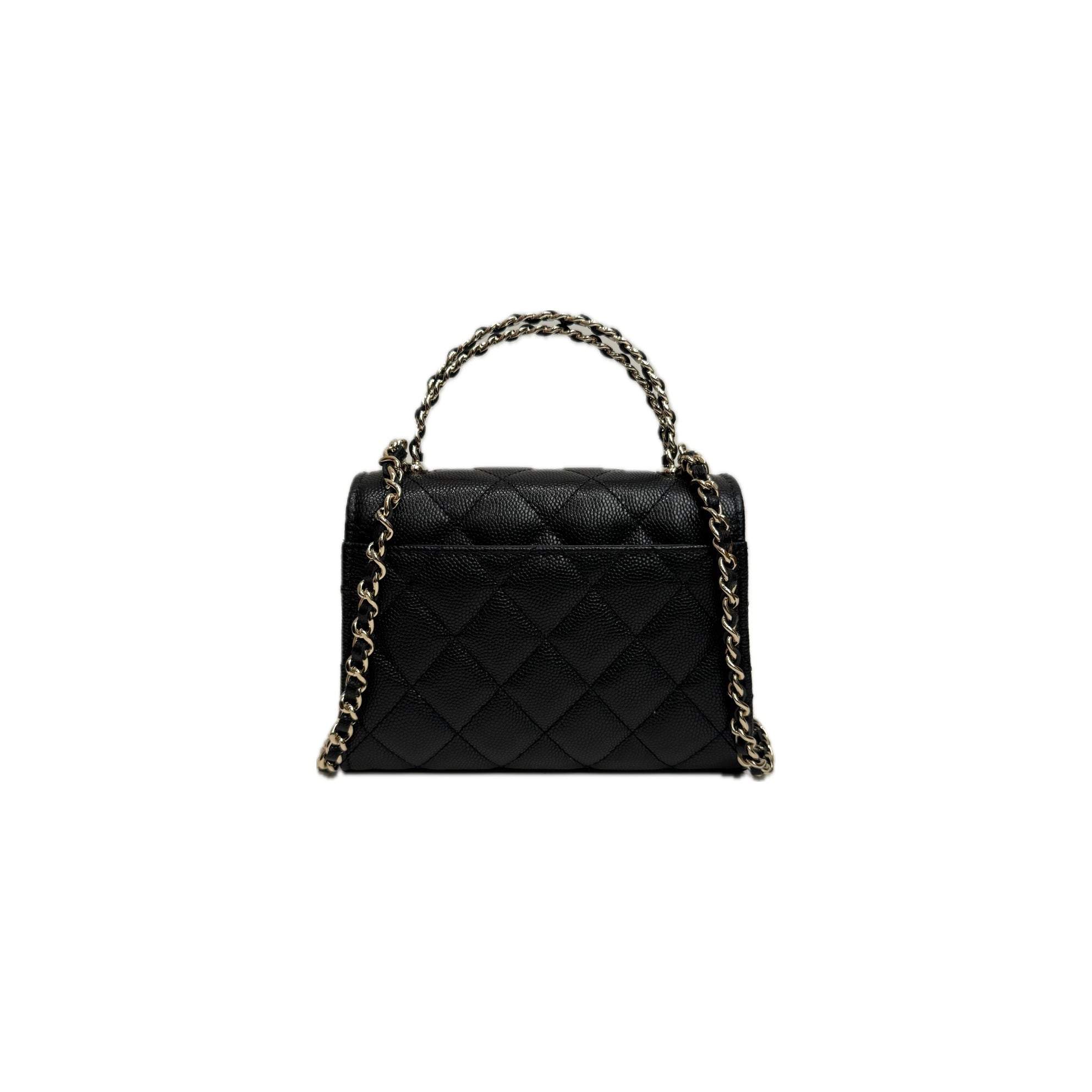 Chanel Top Handle Flap With Chain Caviar Black