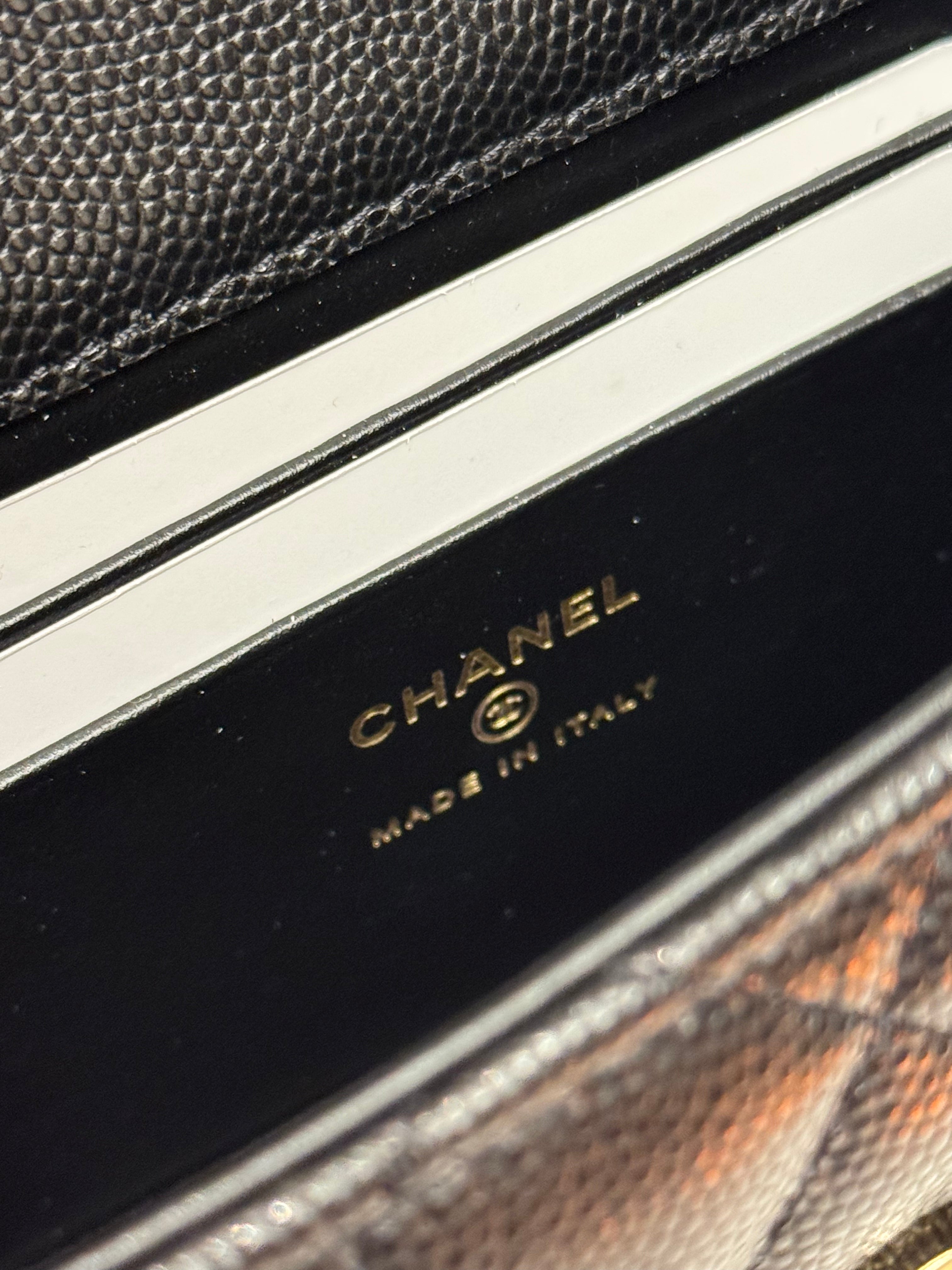 Chanel Top Handle Flap With Chain Caviar Black