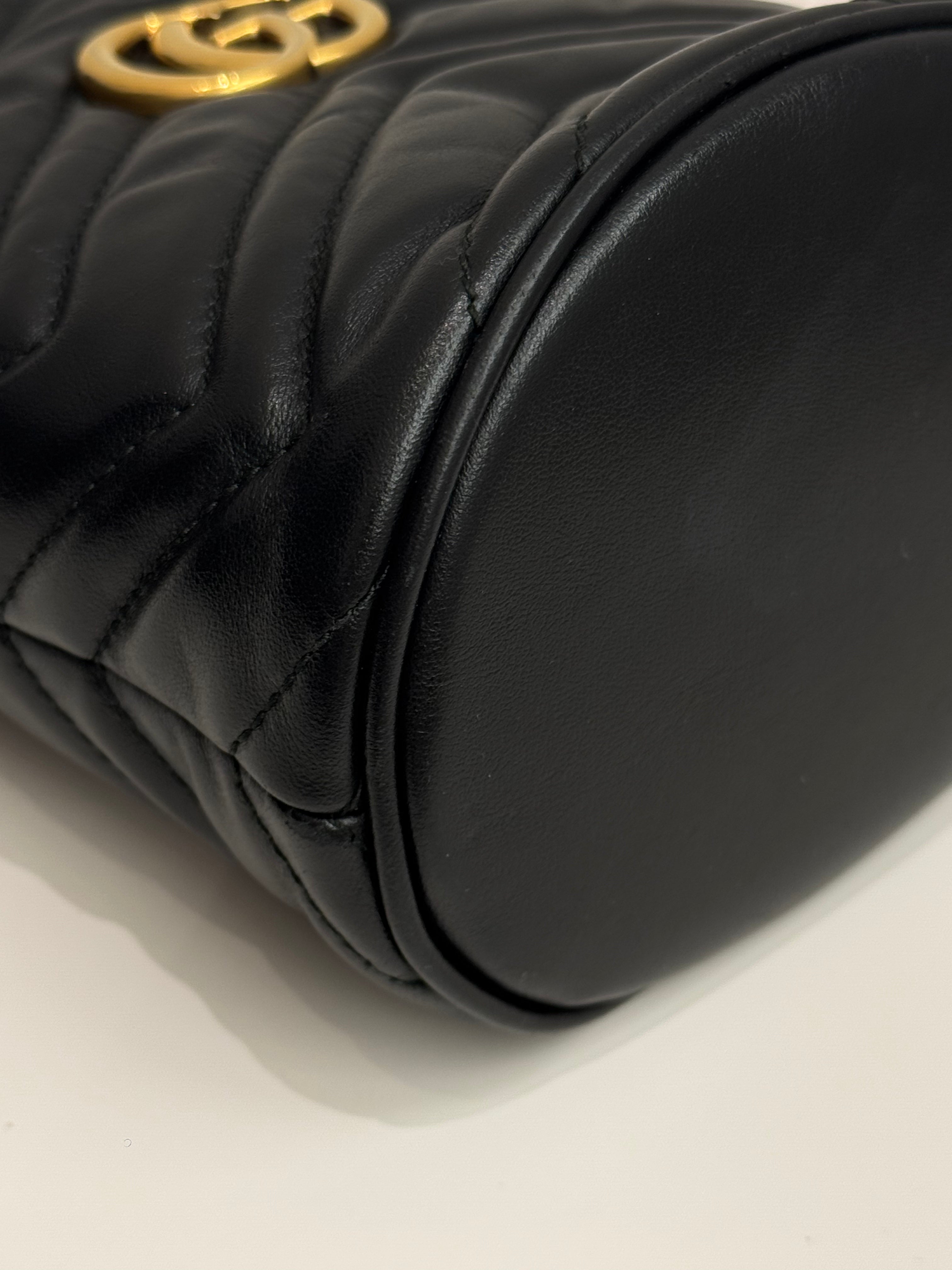 Gucci GG Marmont Mini Bucket Bag Matelasse Black