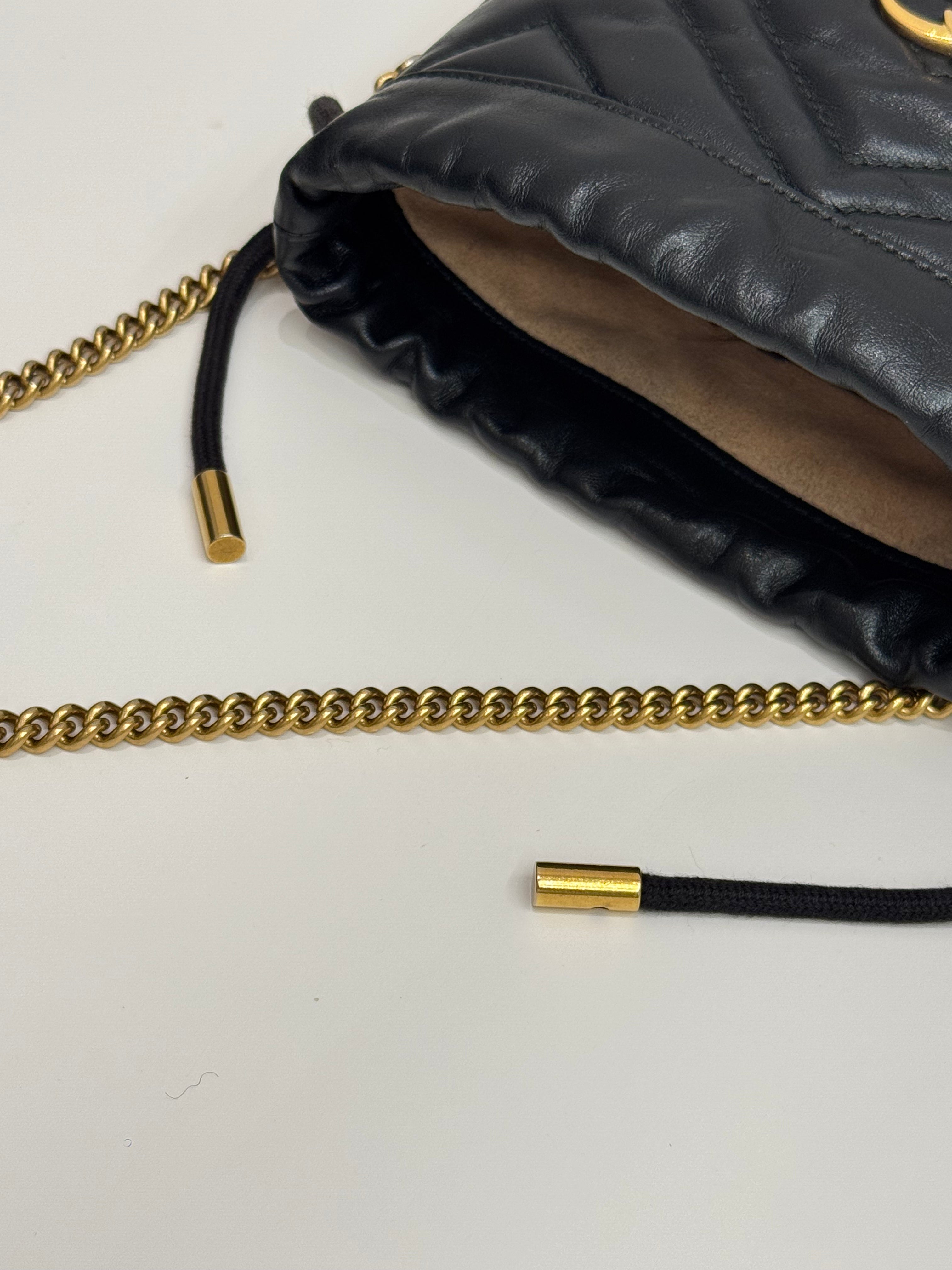 Gucci GG Marmont Mini Bucket Bag Matelasse Black