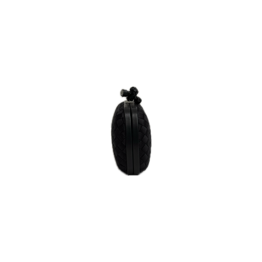 Bottega Veneta Knot Clutch Bag Handwoven Silk / Satin Black