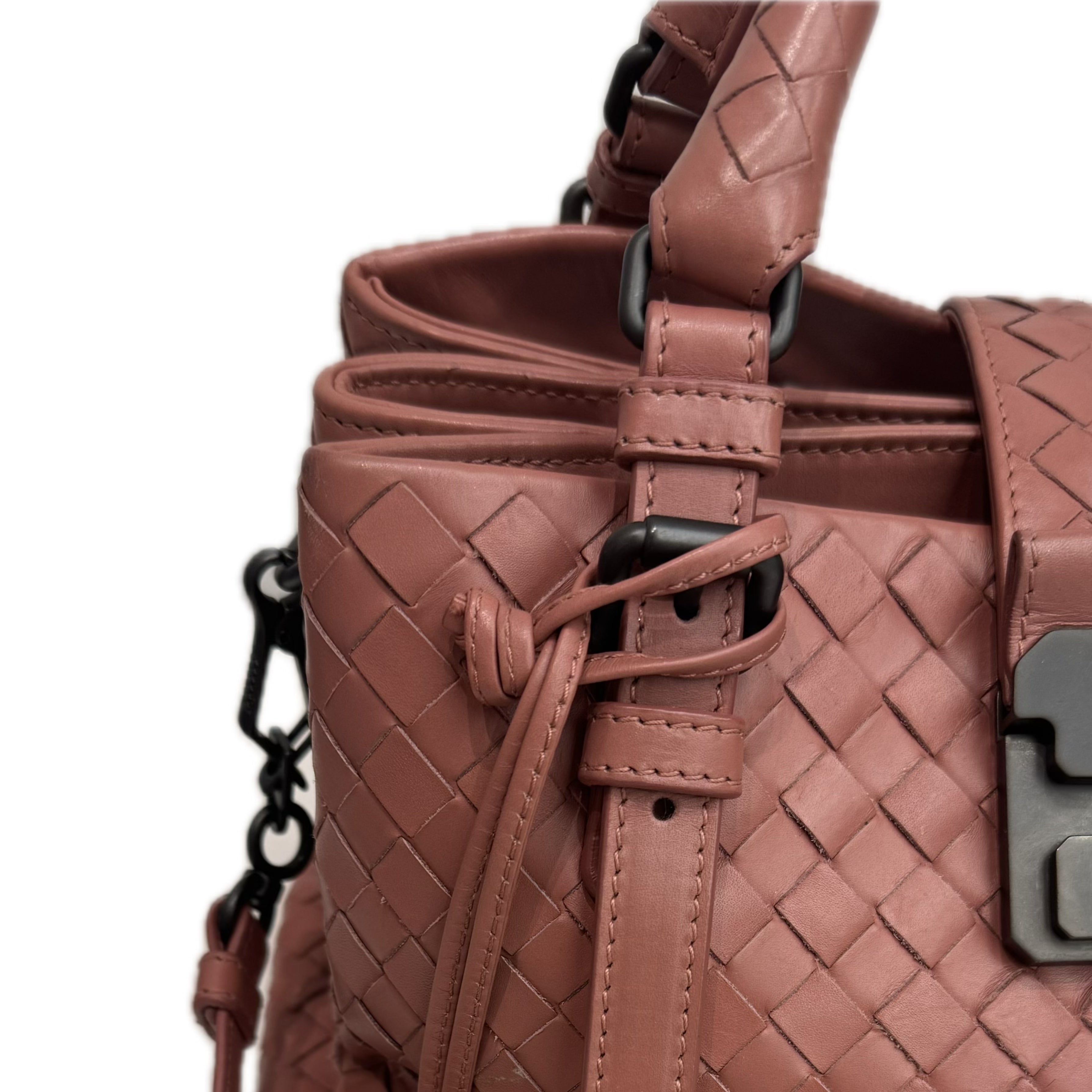 Bottega Veneta Mini Roma Bag Calfskin Dark Pink