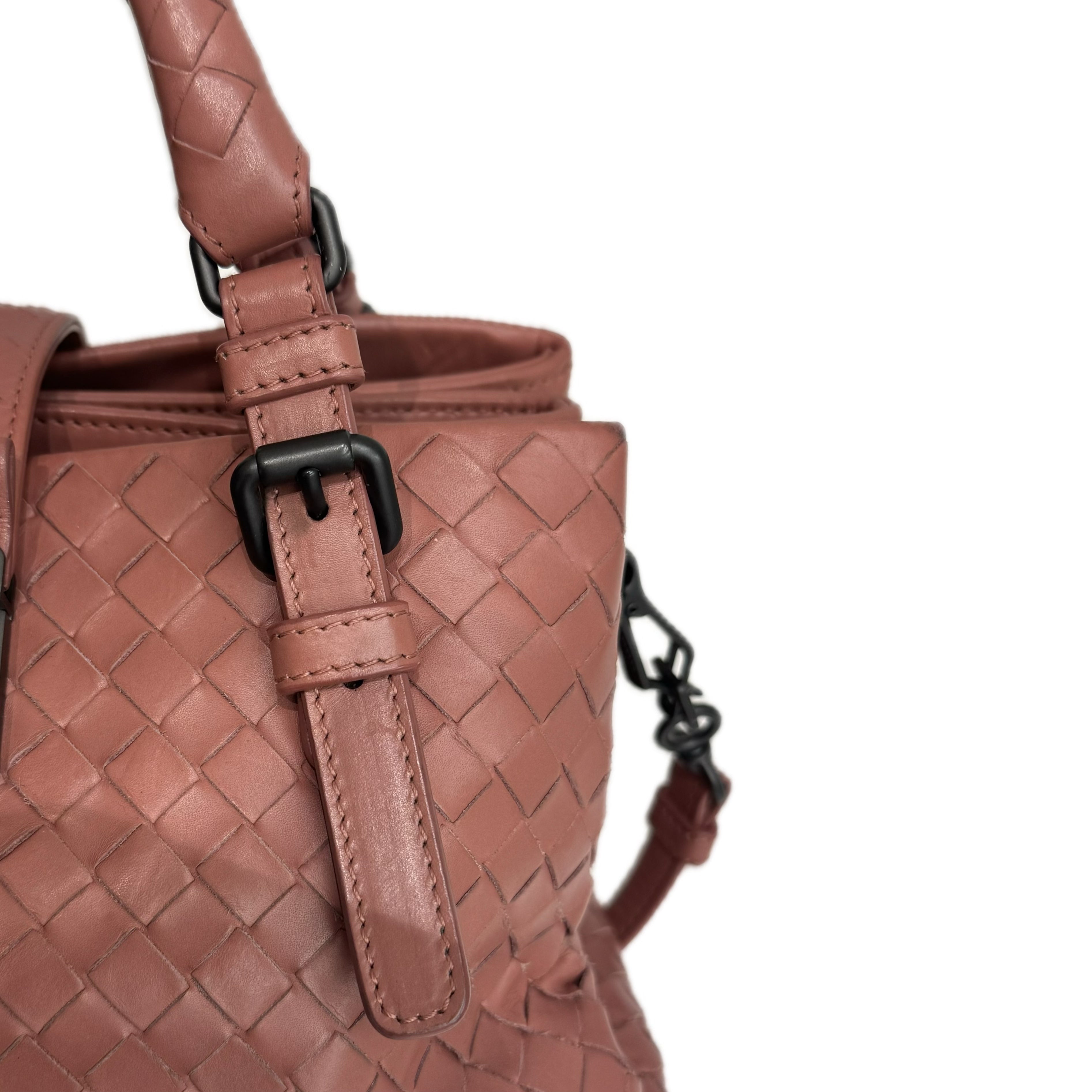 Bottega Veneta Mini Roma Bag Calfskin Dark Pink