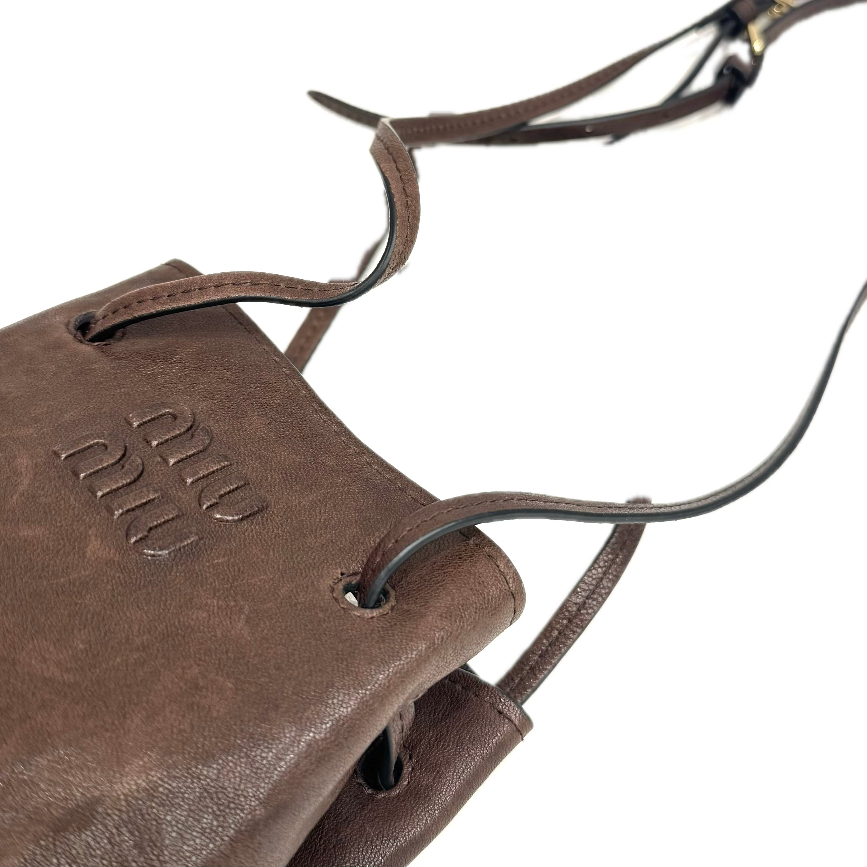 Miu Miu Pouch Nappa Leather Coffee