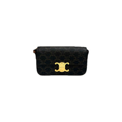 Celine Triomphe Shoulder Bag Triomphe Canvas / Calfskin Tan