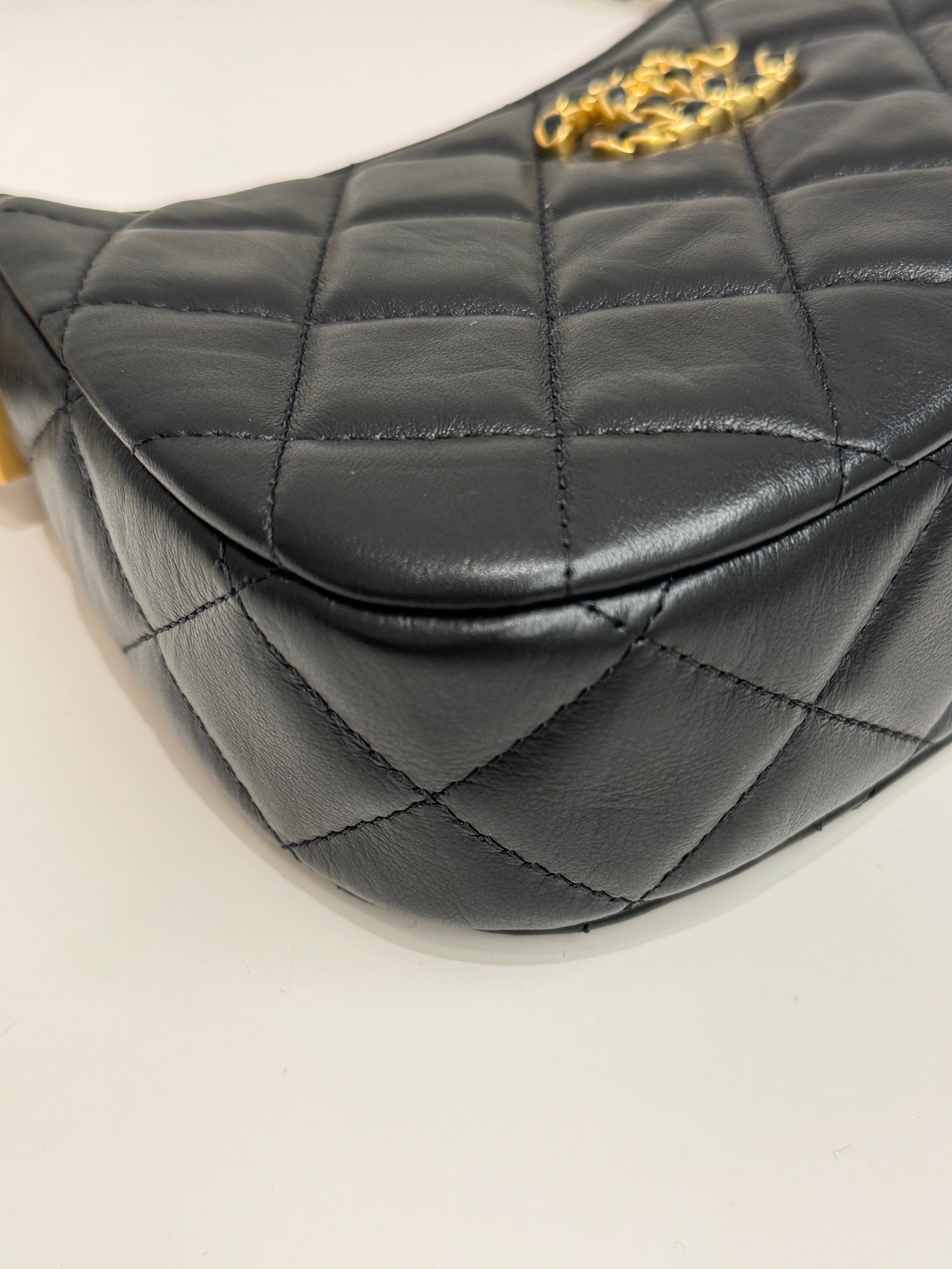 Chanel 19 Matelasse Hobo Bag Lambskin Black