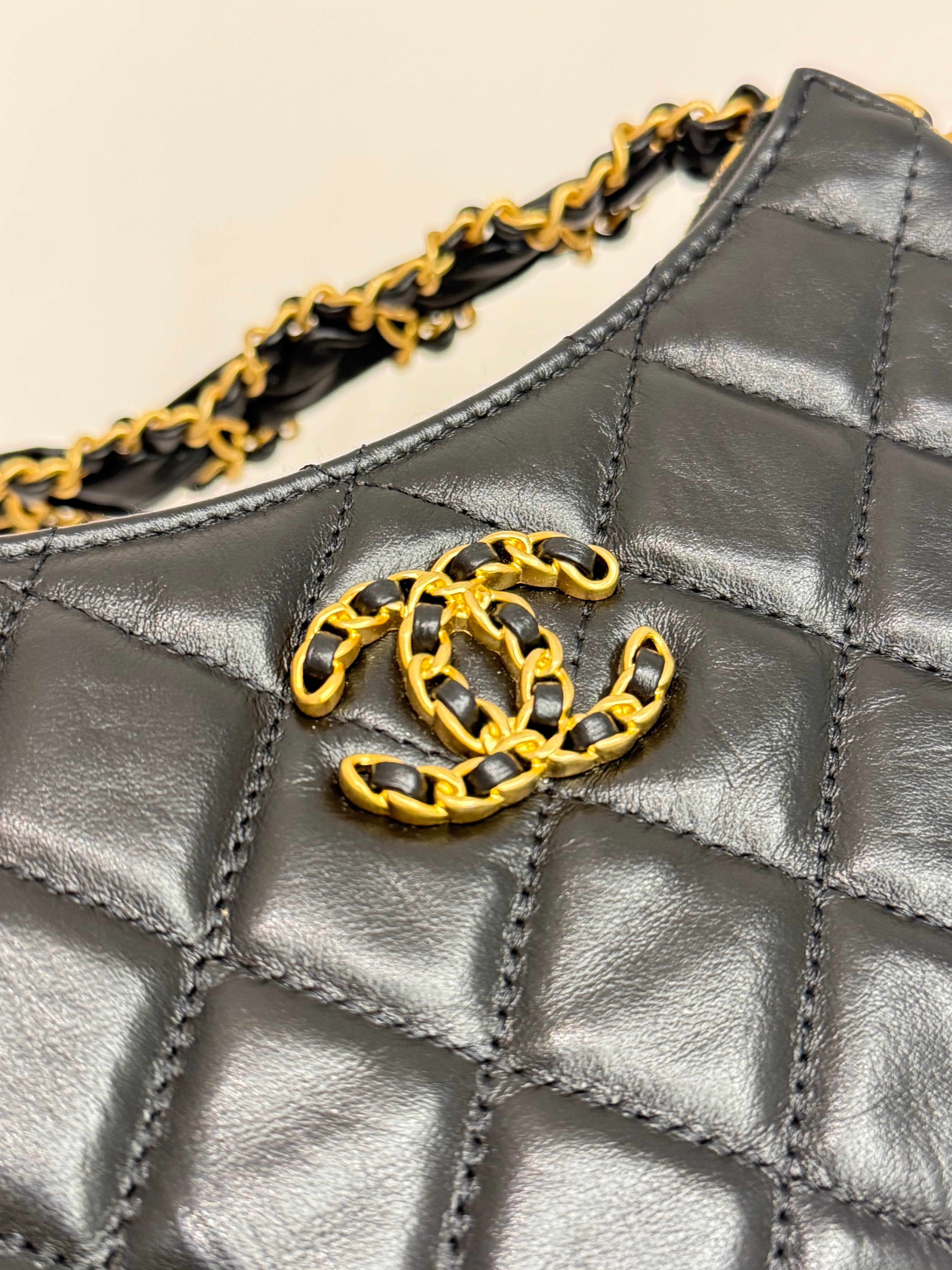 Chanel 19 Matelasse Hobo Bag Lambskin Black