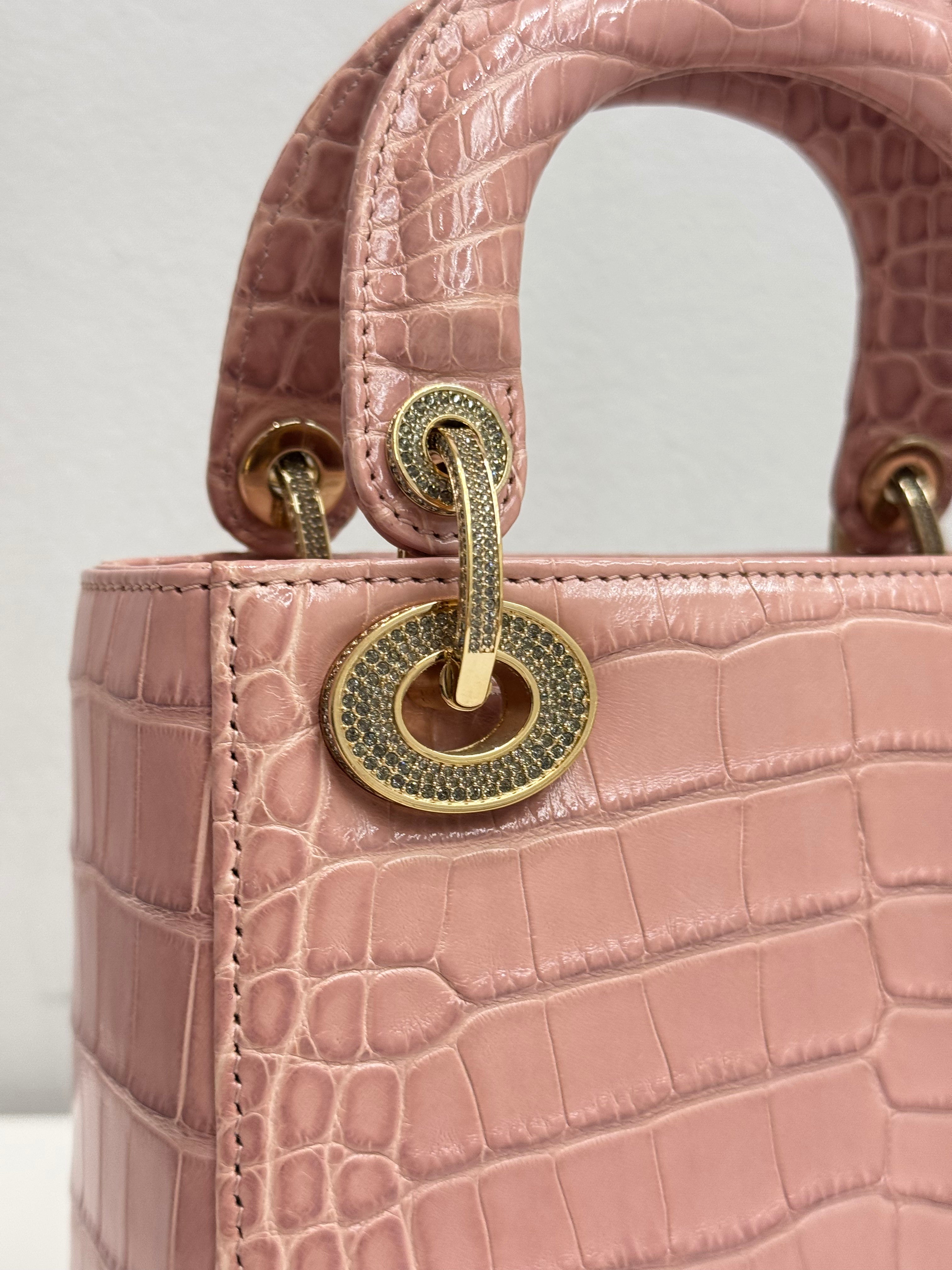 Dior Mini Lady Dior Alligator Mississippiensis Crystal Pink