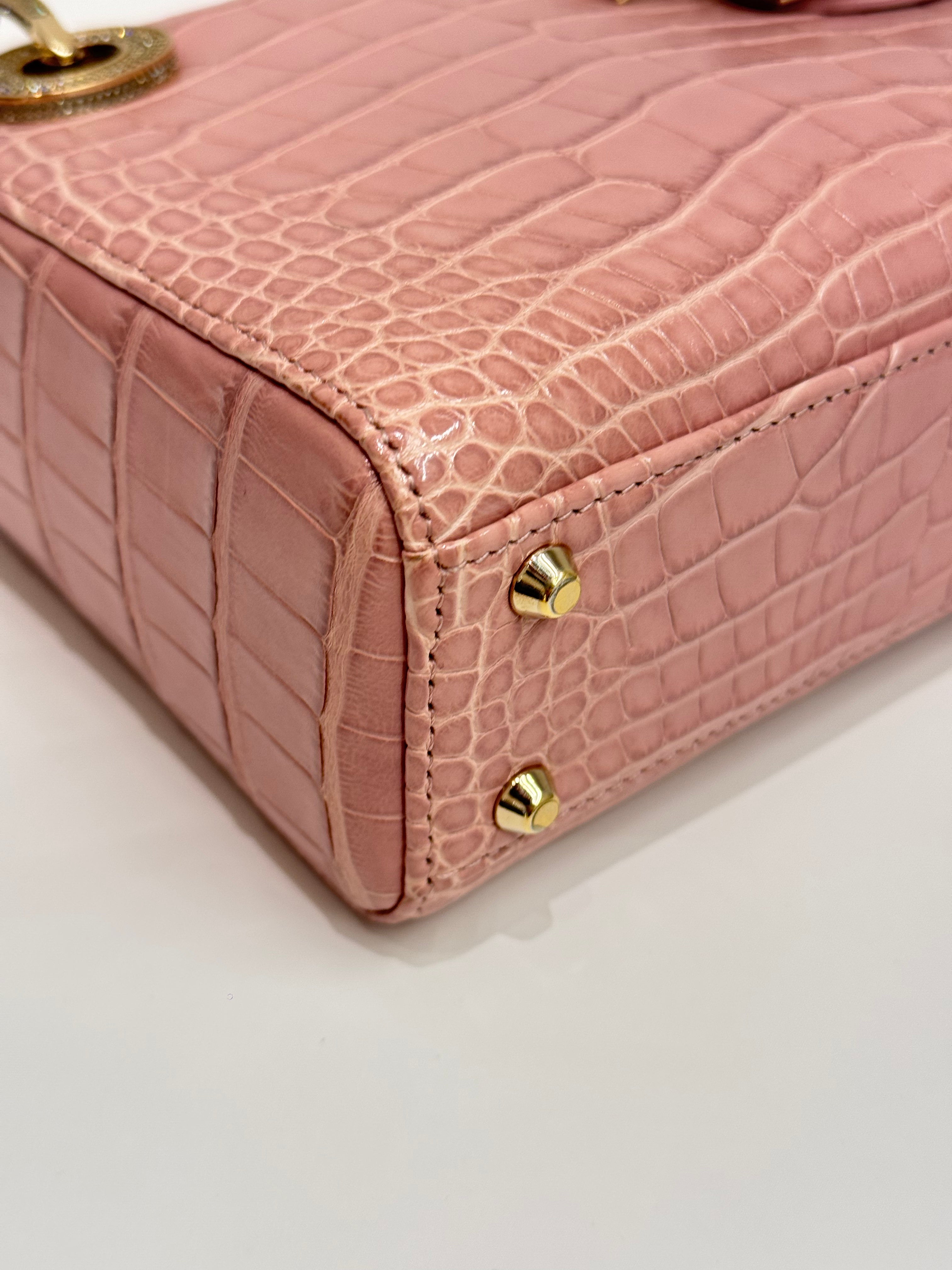 Dior Mini Lady Dior Alligator Mississippiensis Crystal Pink
