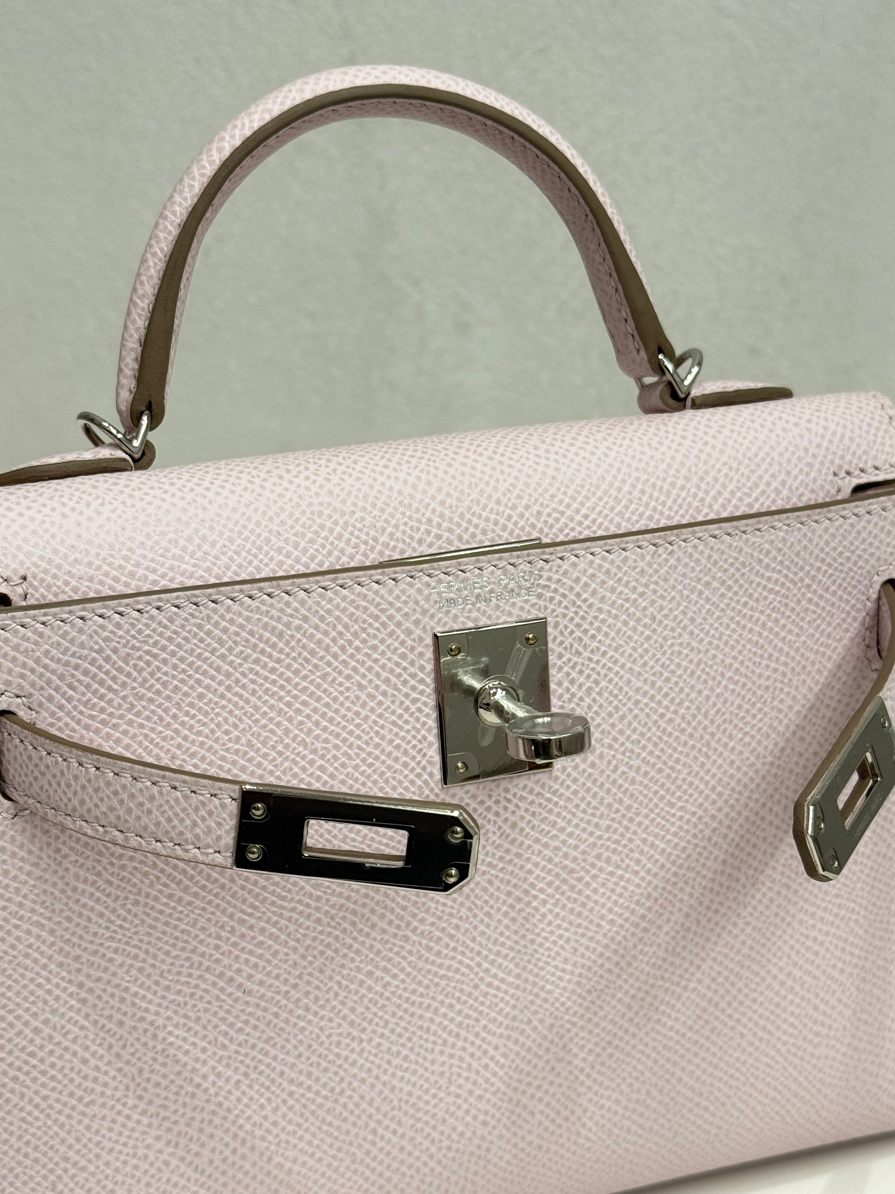 Hermes Mini Kelly II Epsom Mauve Pale STAMP U