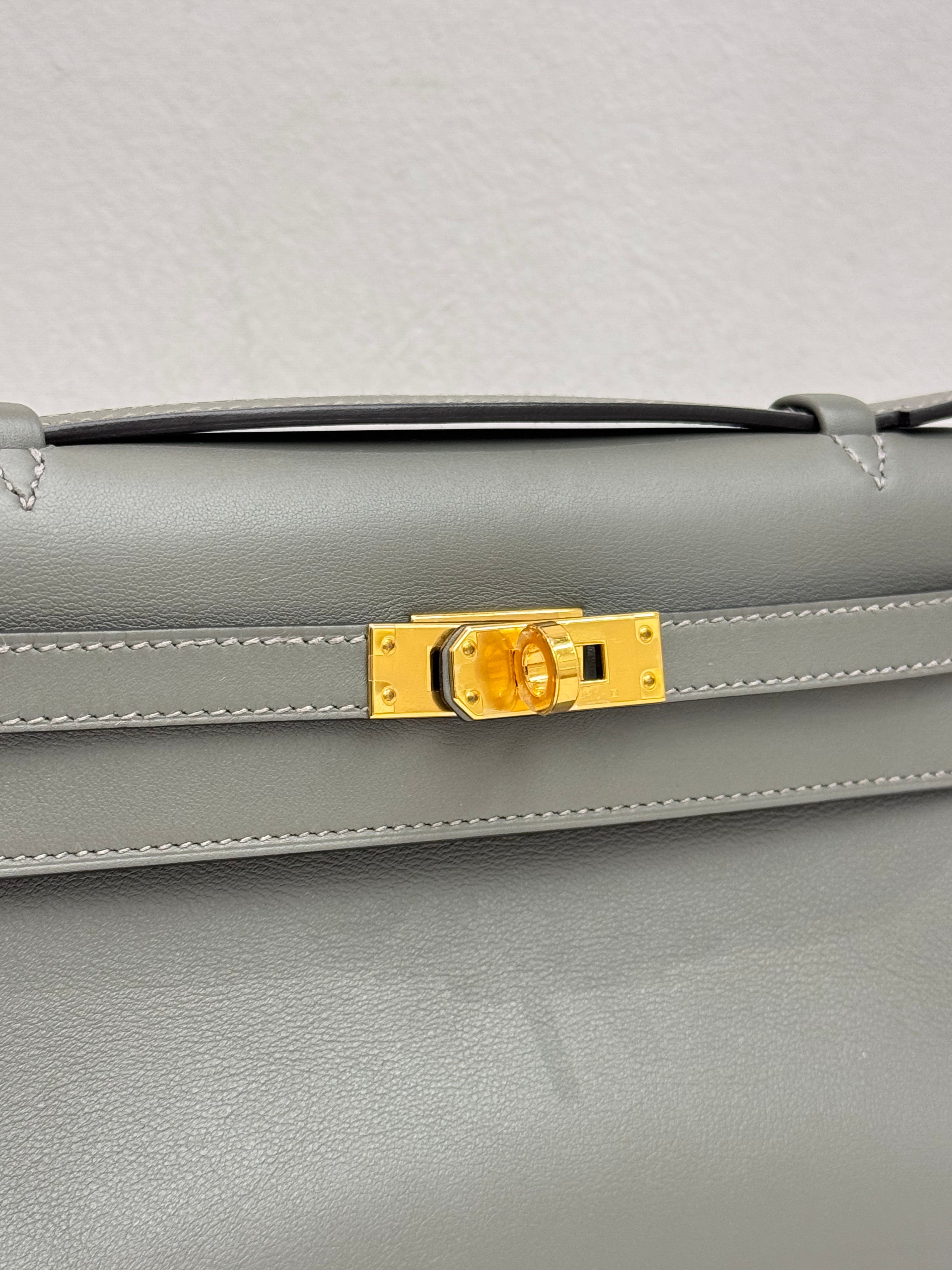Hermes Kelly Pochette Swift Gris Meyer STAMP U