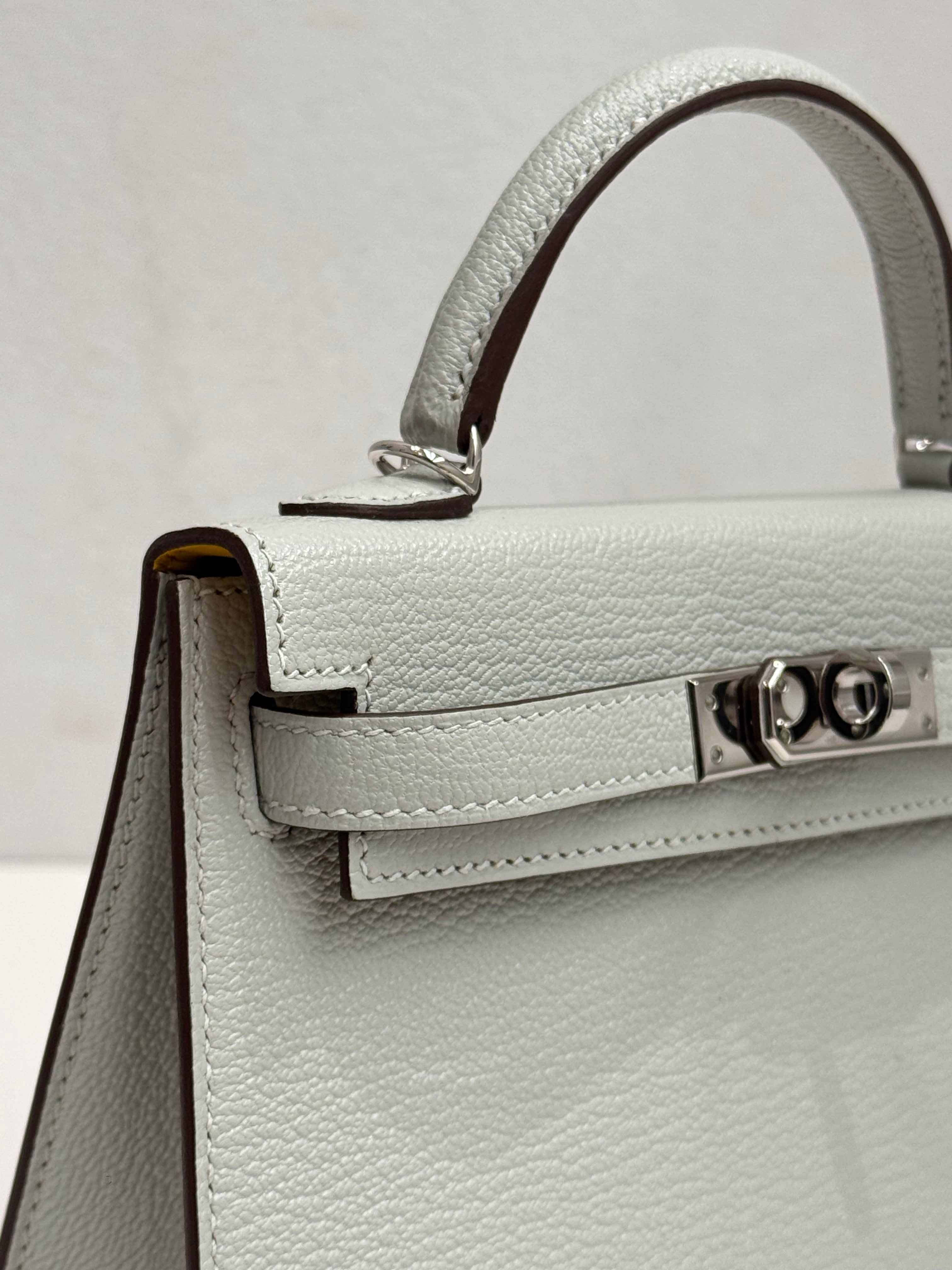 Hermes Mini Kelly II Chevre Mysore Gris Perle STAMP U