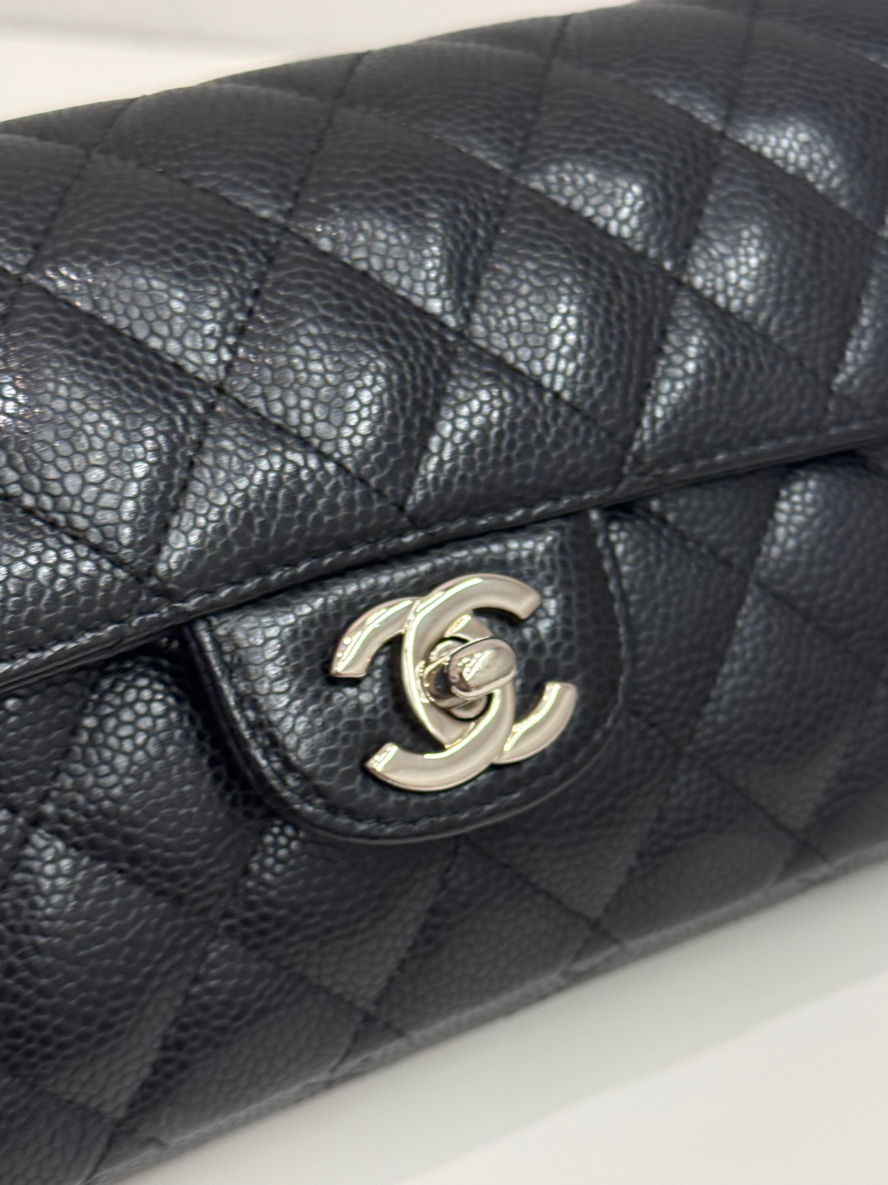 Chanel East West Flap Shoulder Bag Caviar Black